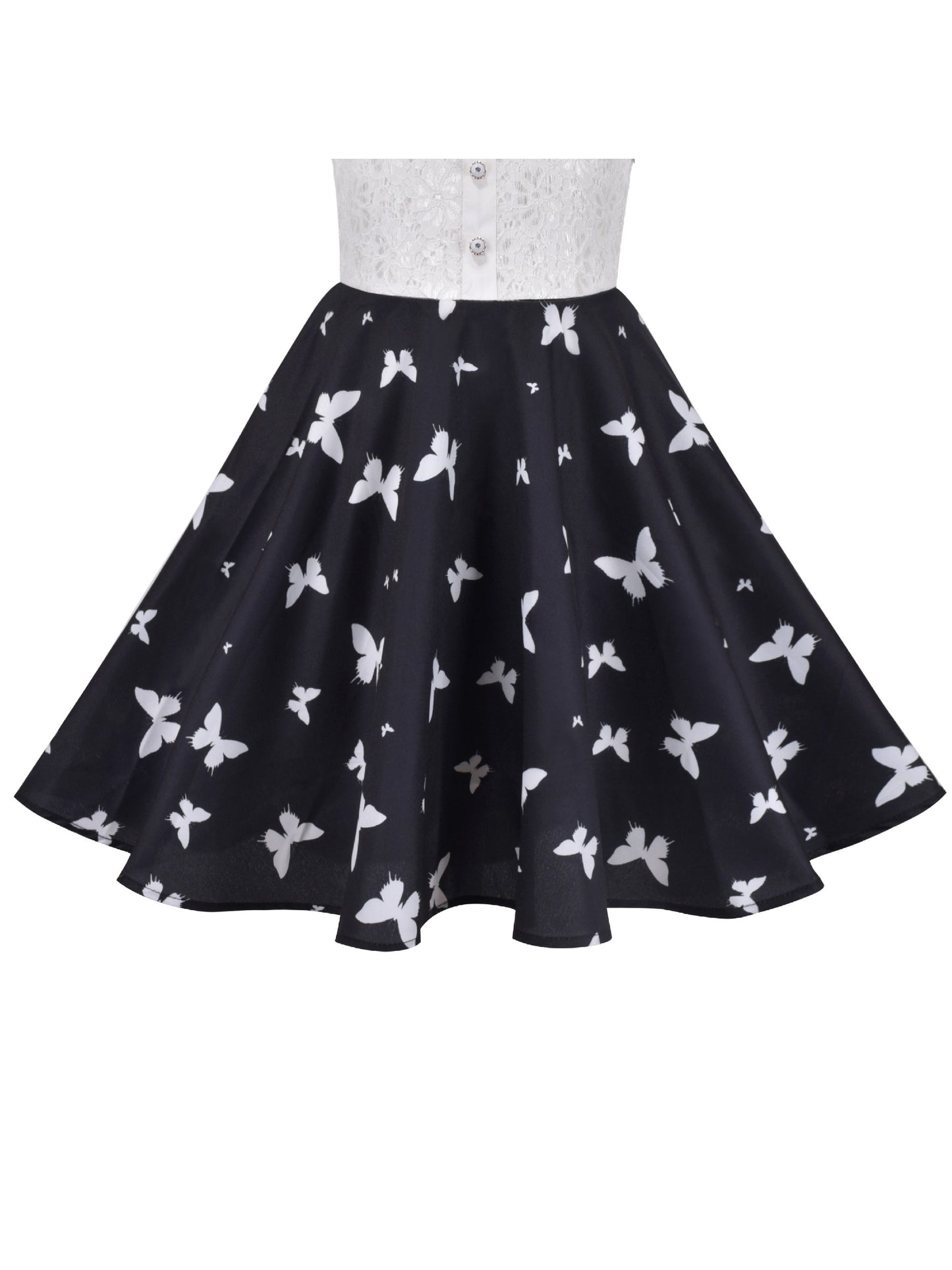 Girls Dress Lace Pearl Plum Blossom Elegant Princess Dress Black