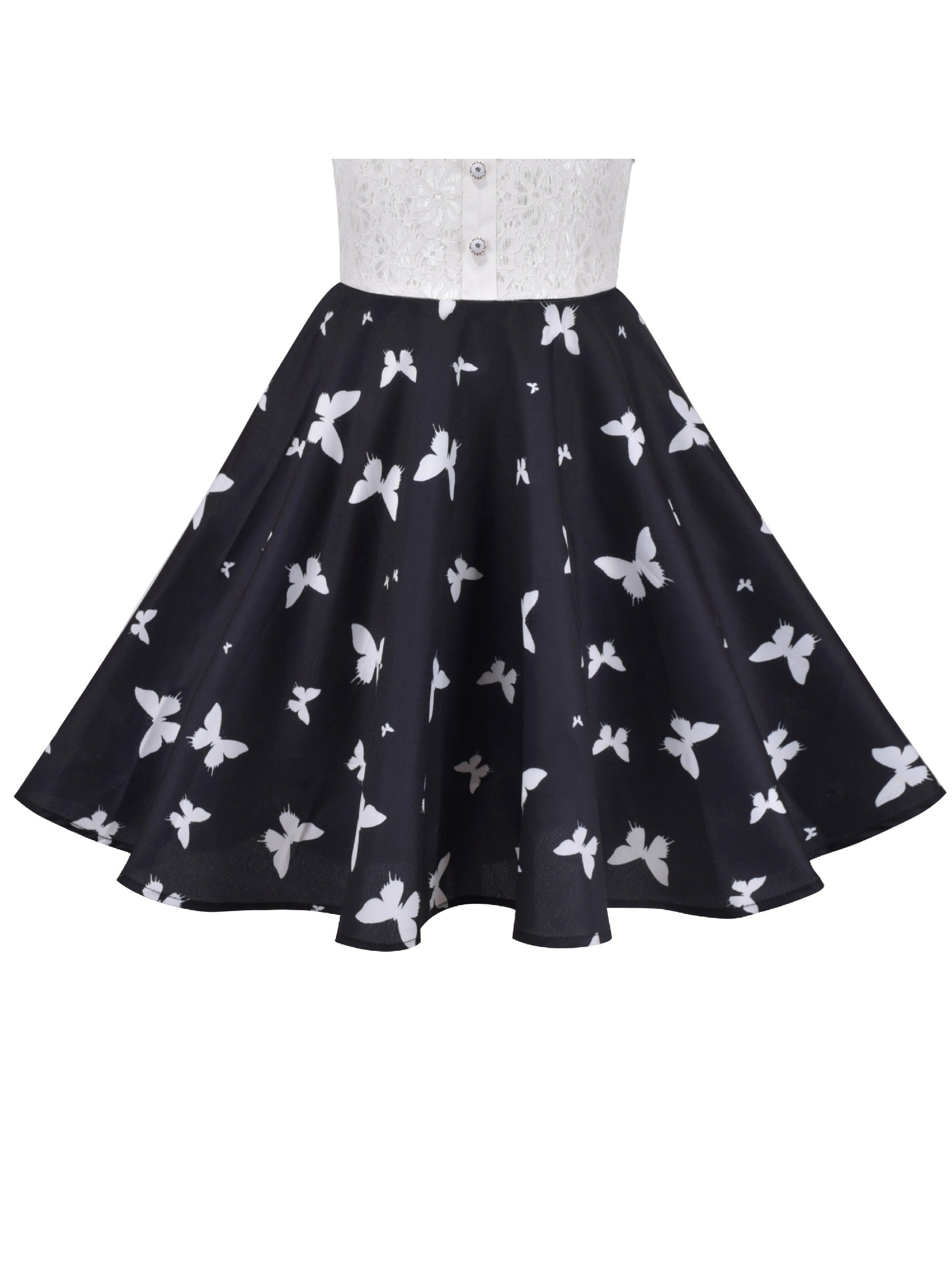 Girls Dress Lace Pearl Plum Blossom Elegant Princess Dress Black