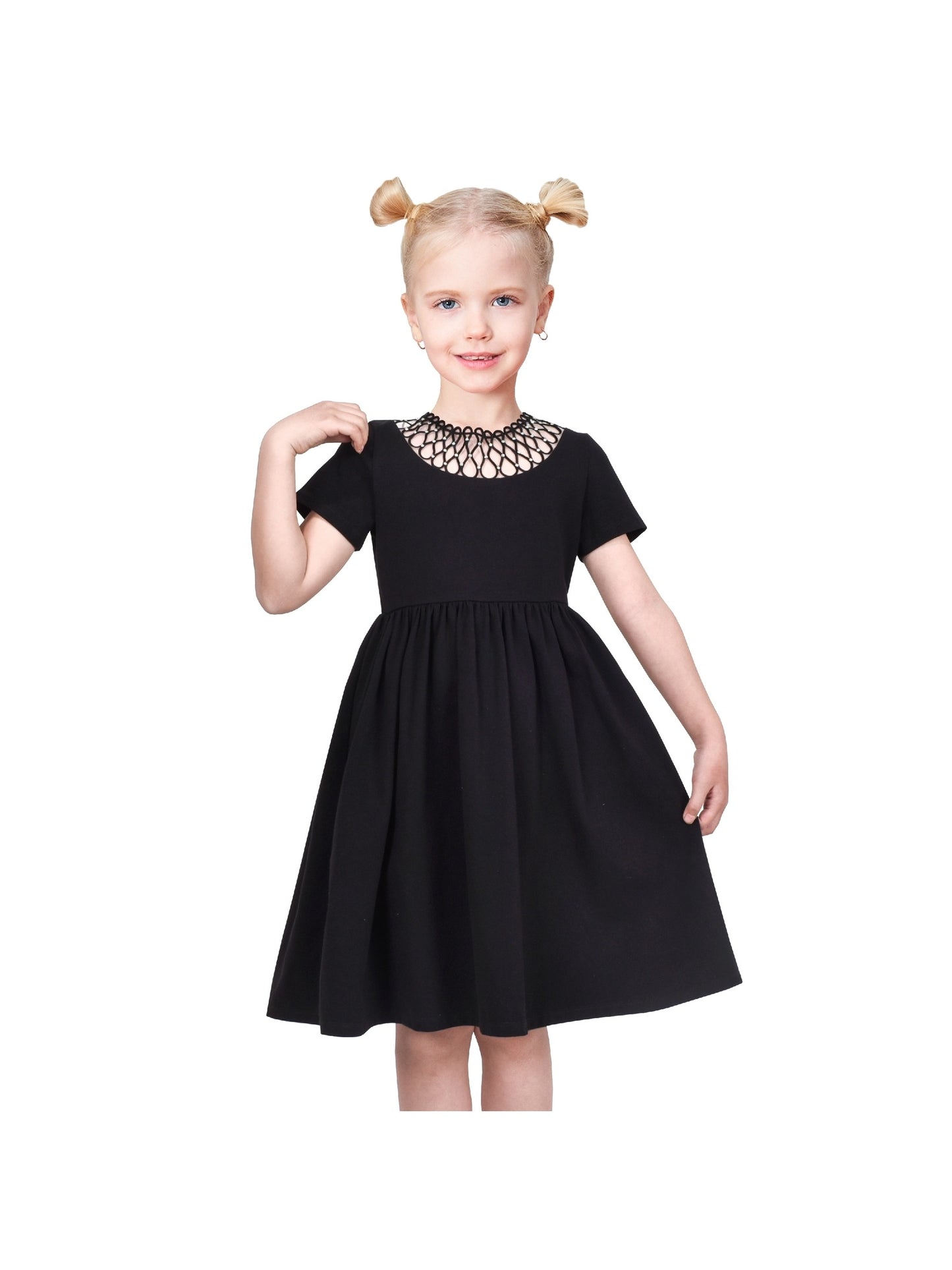 Girls Dress Blue Dot Rabbit Bunny Knitted Cotton Sundress Black