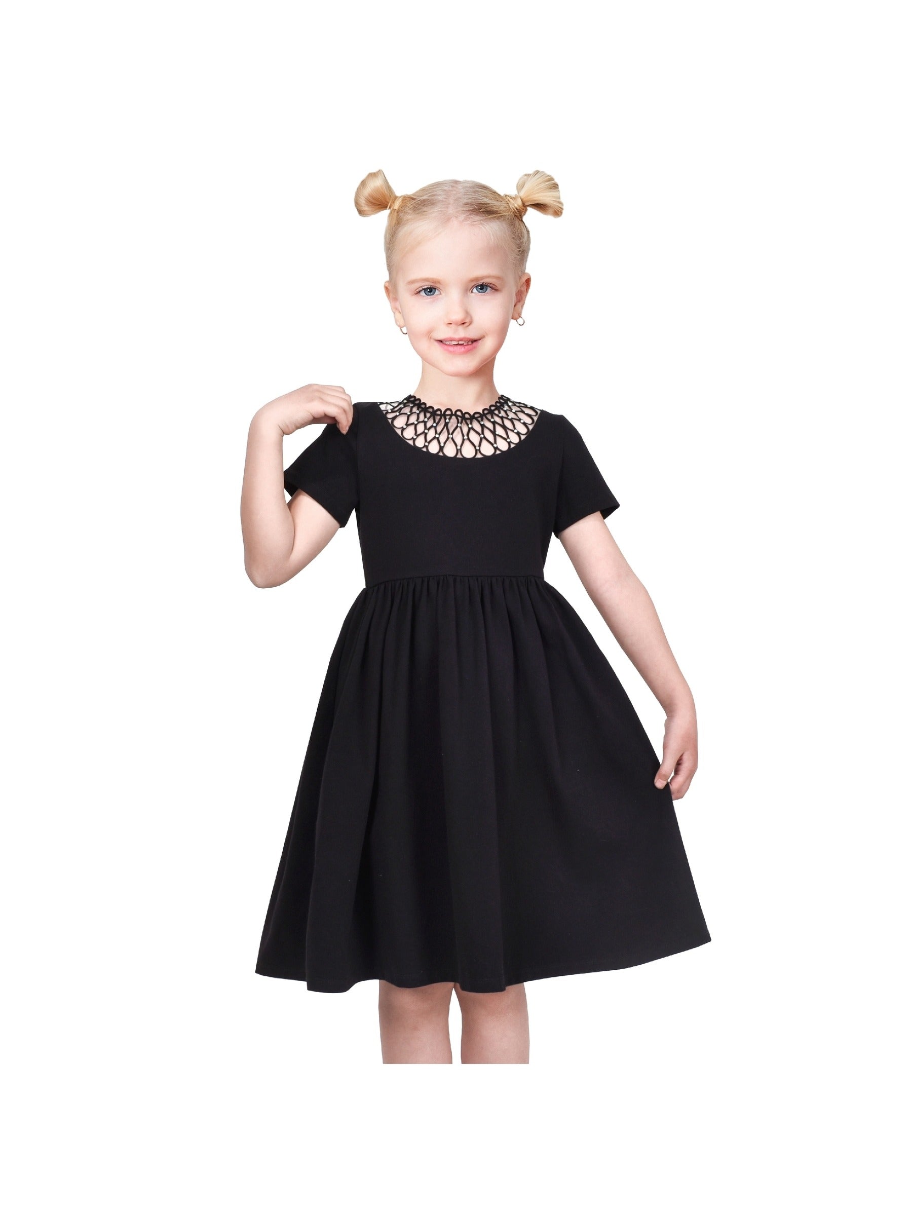 Girls Dress Blue Dot Rabbit Bunny Knitted Cotton Sundress Black