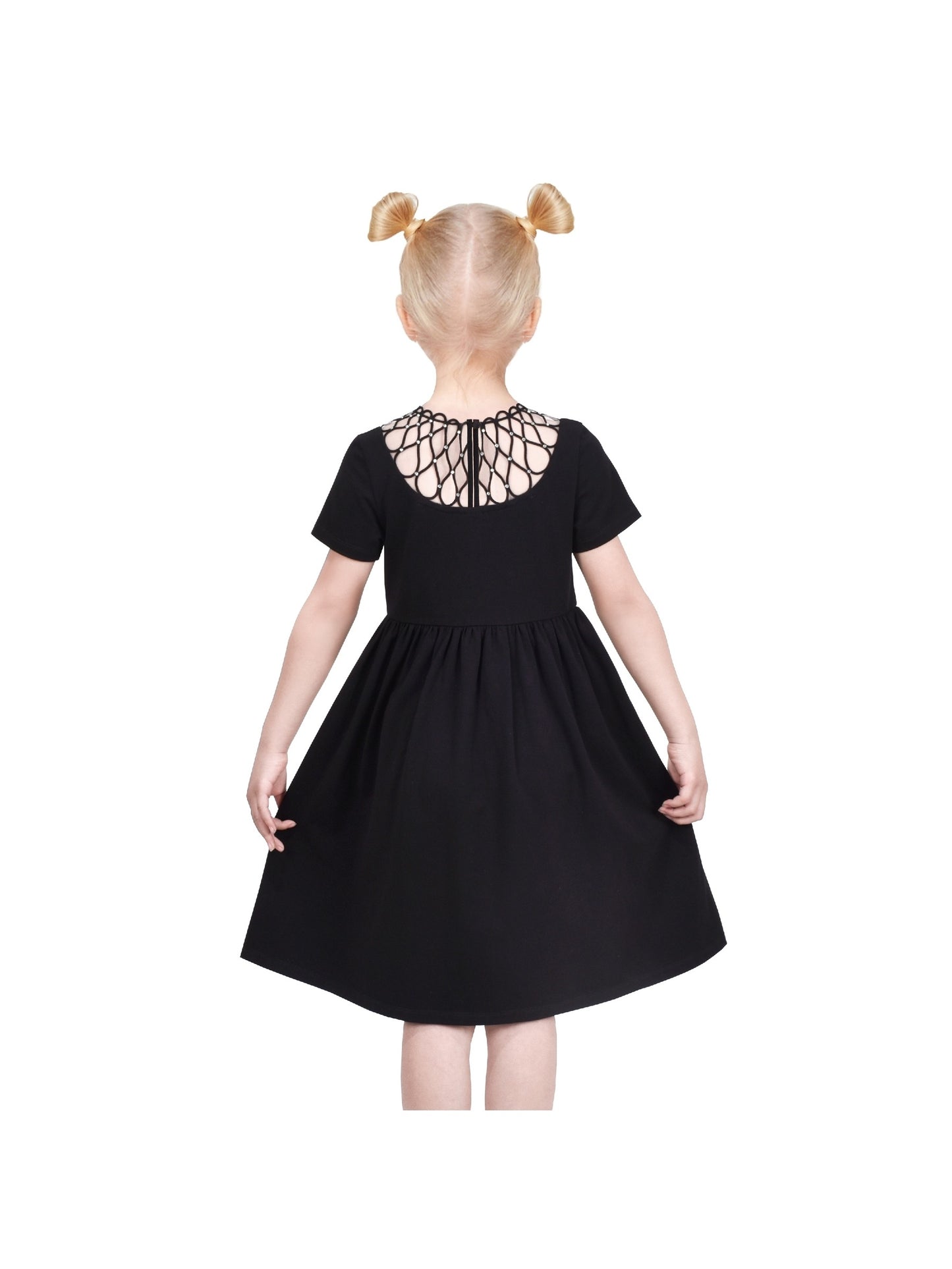 Girls Dress Blue Dot Rabbit Bunny Knitted Cotton Sundress Black