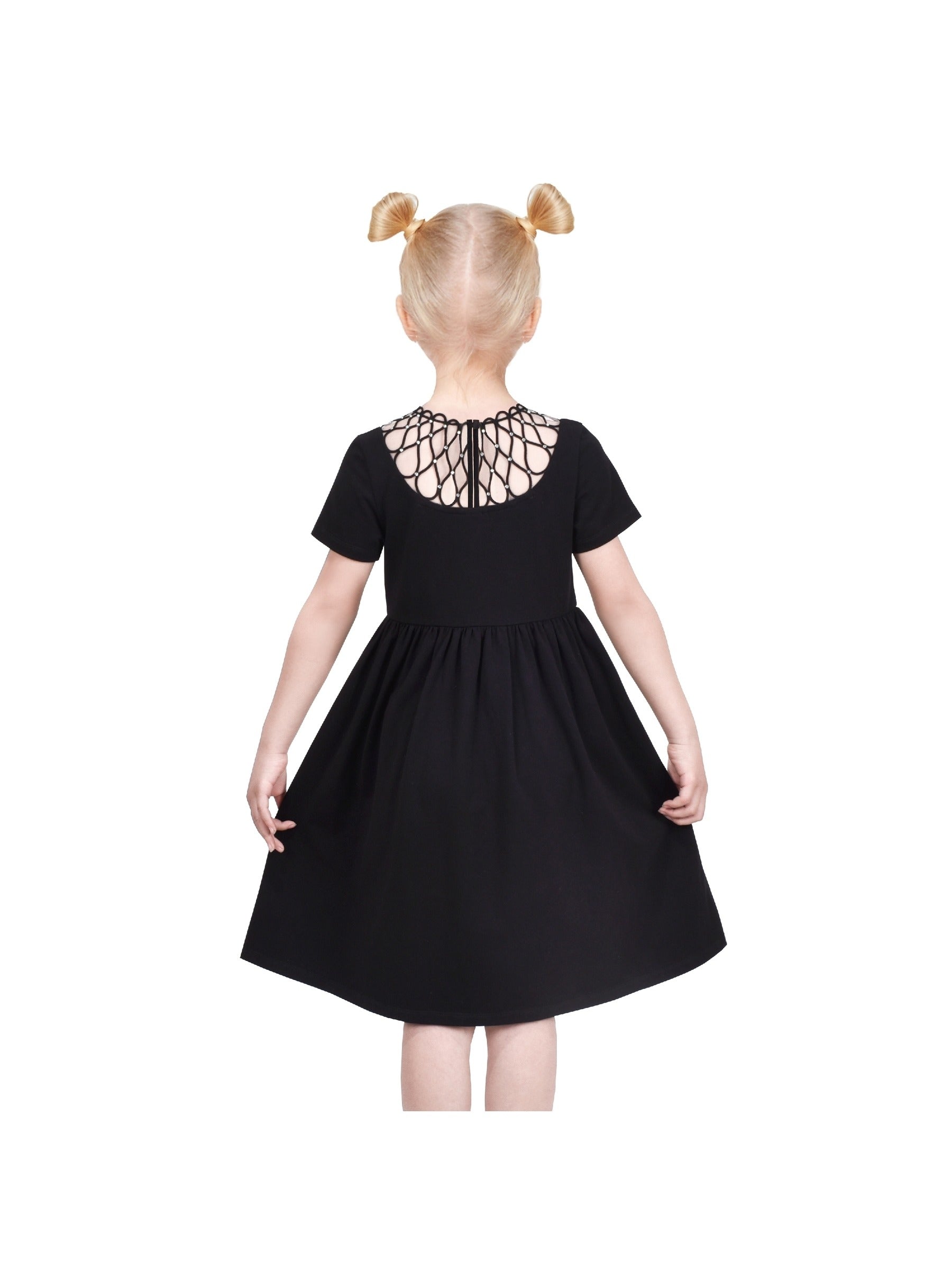 Girls Dress Blue Dot Rabbit Bunny Knitted Cotton Sundress Black