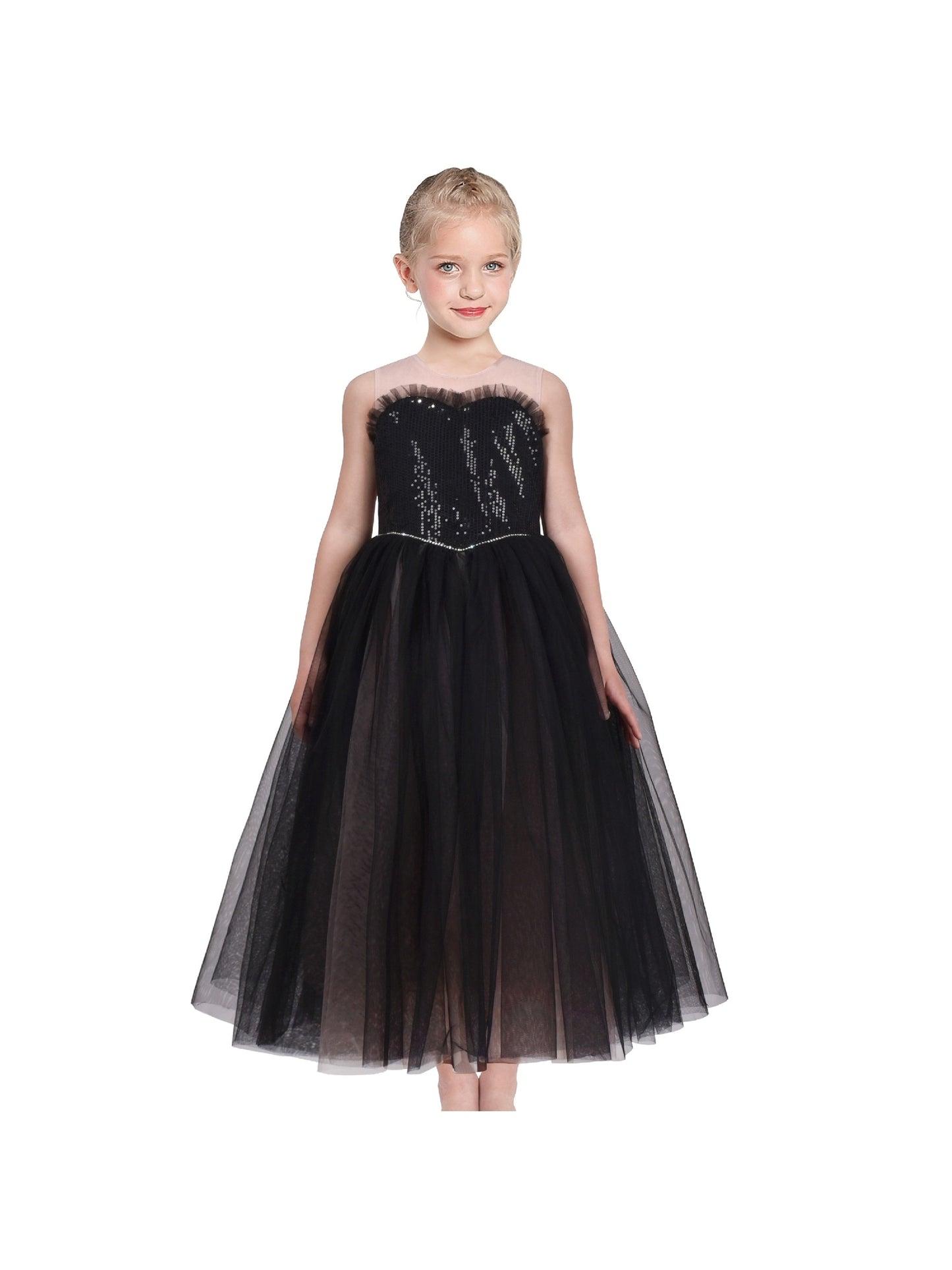 Girls Dress Glitter Sequin Wedding Bridesmaid Pageant Black