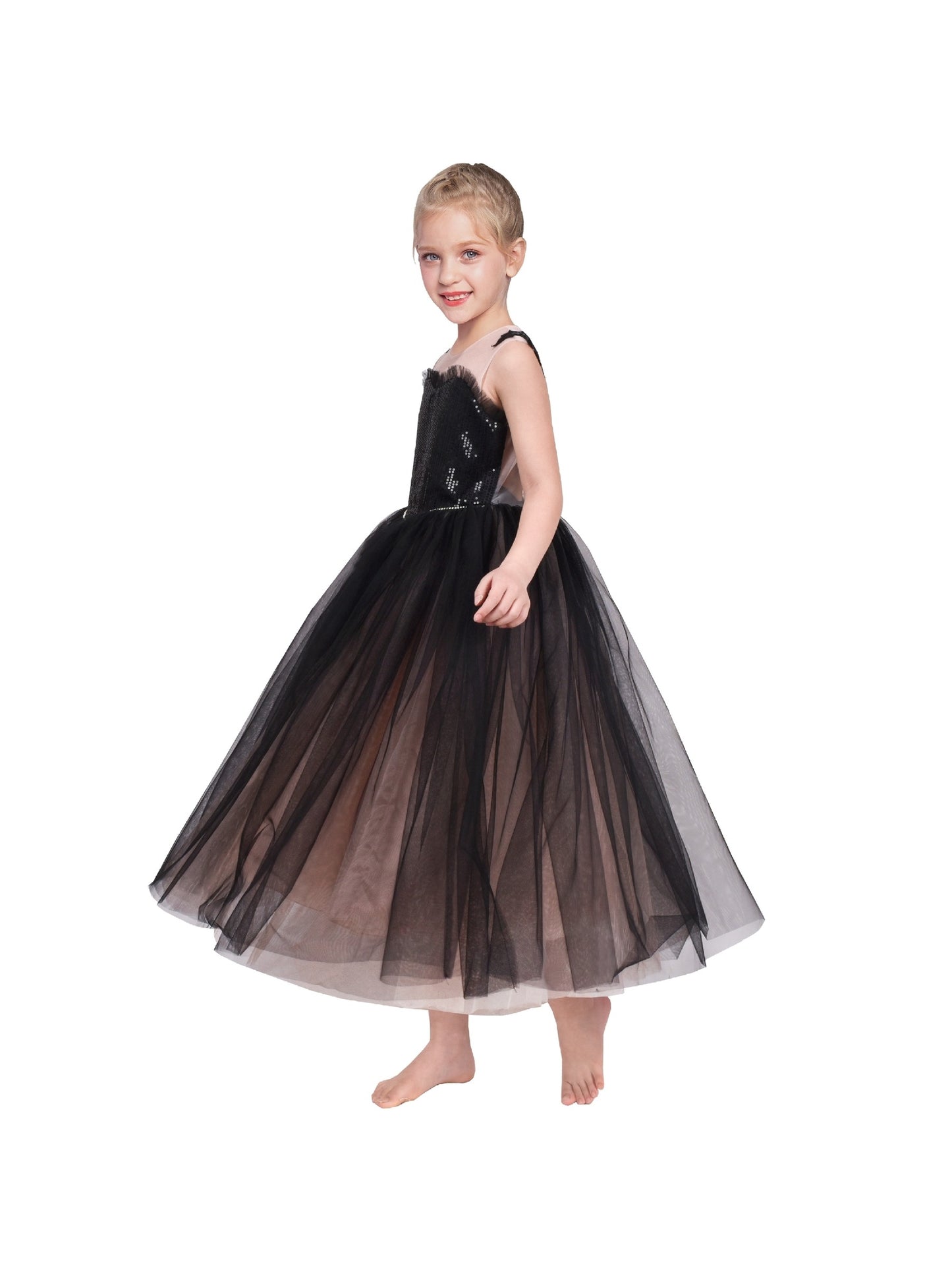 Girls Dress Glitter Sequin Wedding Bridesmaid Pageant Black