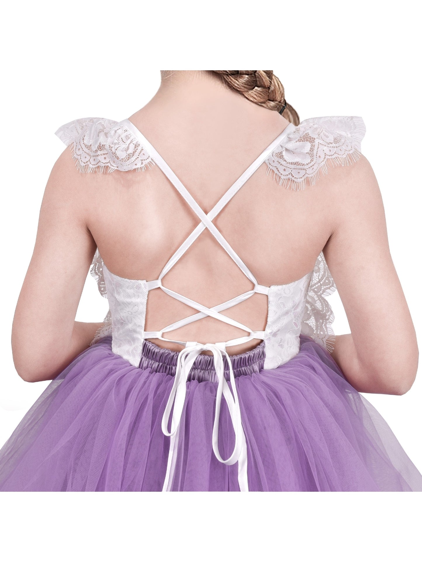 Girls Dress Rose Red Lace Tulle Hollow Elegant Party Pageant Ceremony Purple