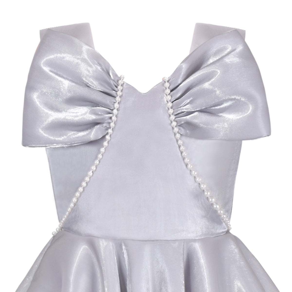 Girls Dress Princess Hi-lo Off White Pearl Pageant Dancing Ball - Silver Gray