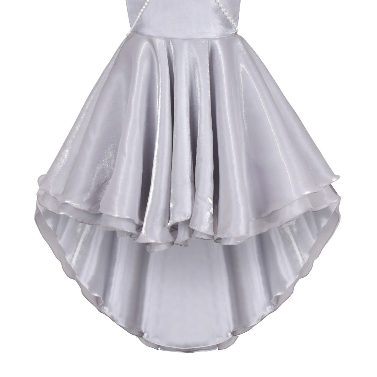 Girls Dress Princess Hi-lo Off White Pearl Pageant Dancing Ball - Silver Gray