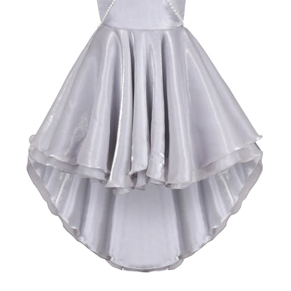 Girls Dress Princess Hi-lo Off White Pearl Pageant Dancing Ball - Silver Gray
