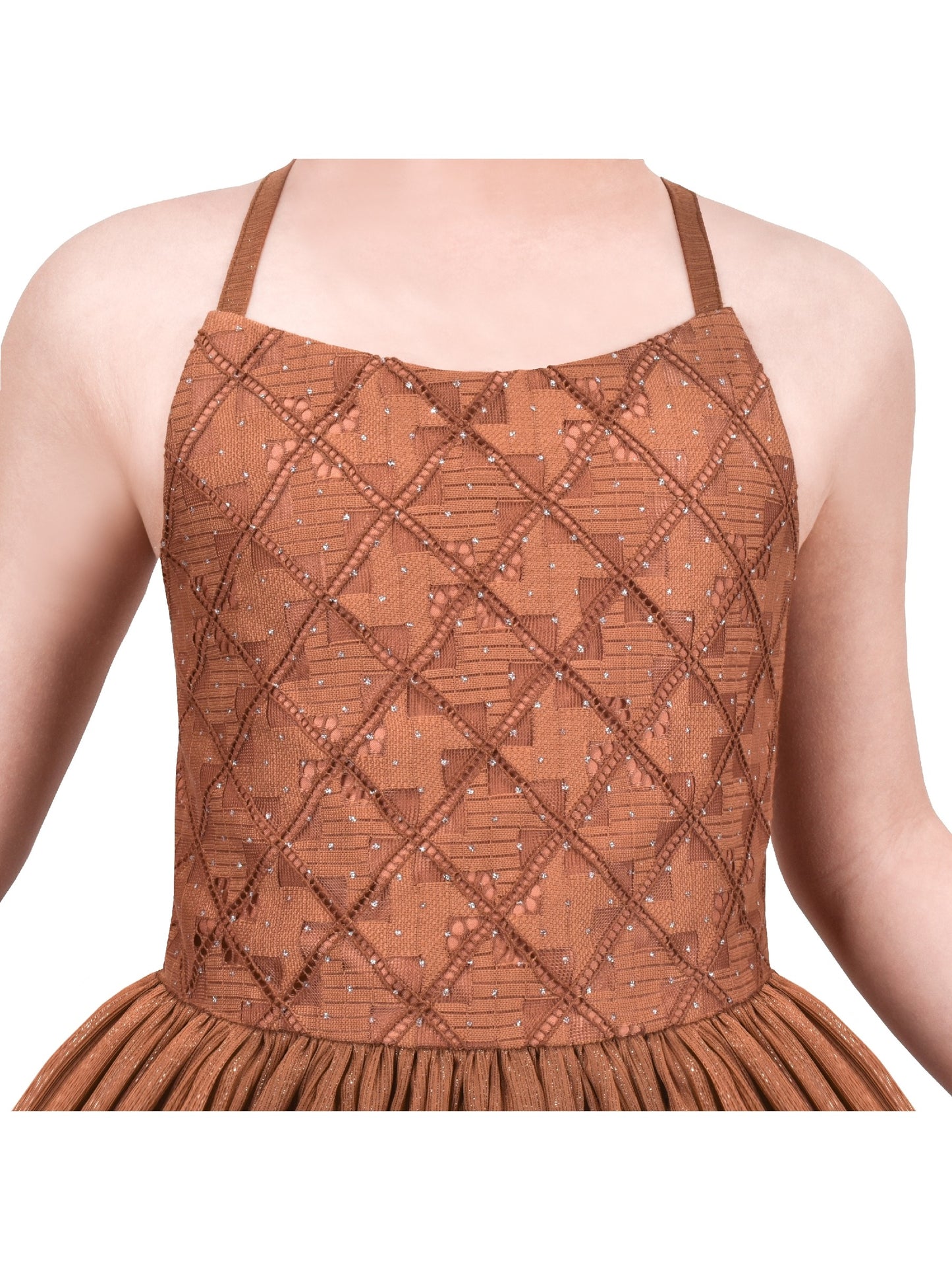 Girls Dress Floral Print Summer Sundress Sleeveless Hollow Back Brown