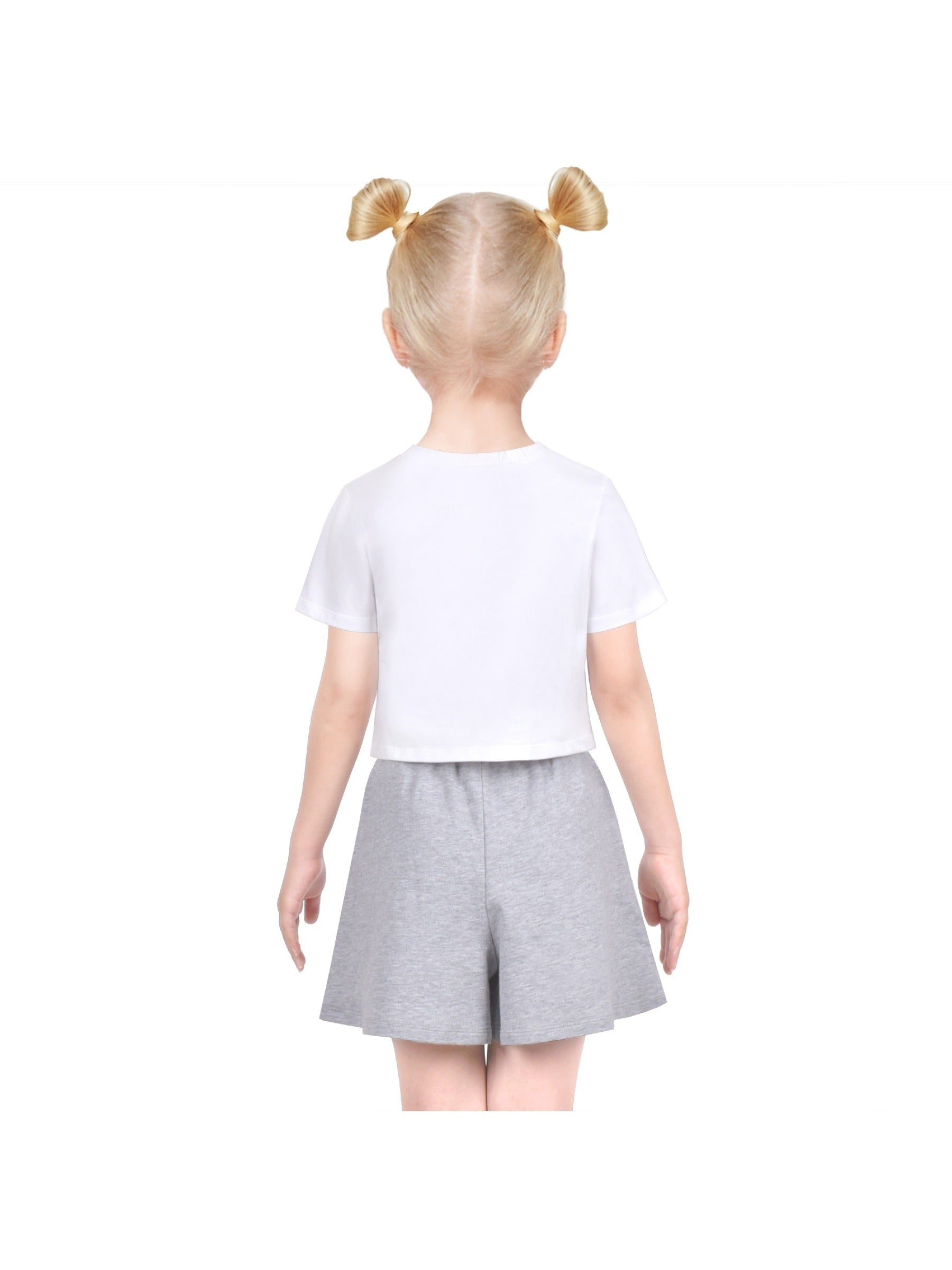 Girls Tee Sport Clothing Outfit Set Glitter Heart s Short Sleeve Gray