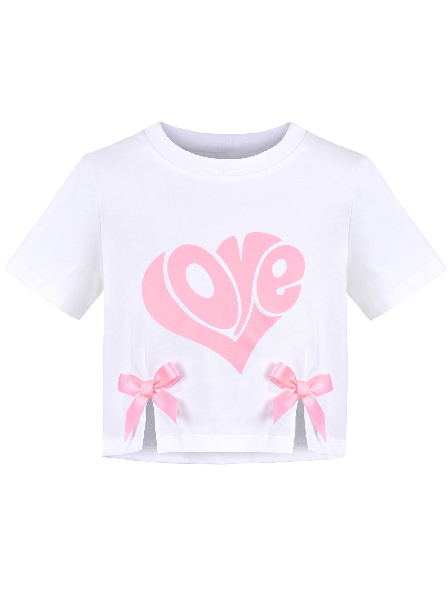 Girls Tee Sport Clothing Outfit Set Glitter Heart s Short Sleeve Gray