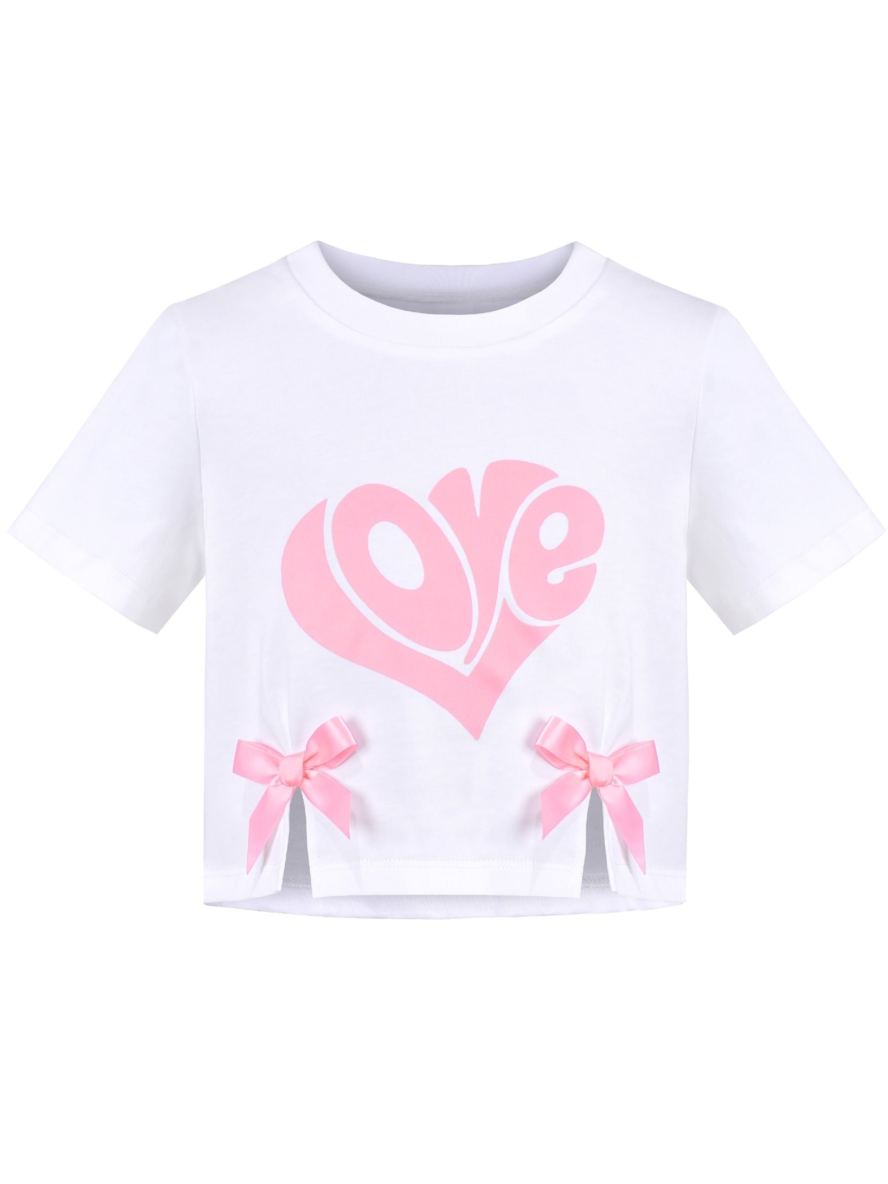 Girls Tee Sport Clothing Outfit Set Glitter Heart s Short Sleeve Gray