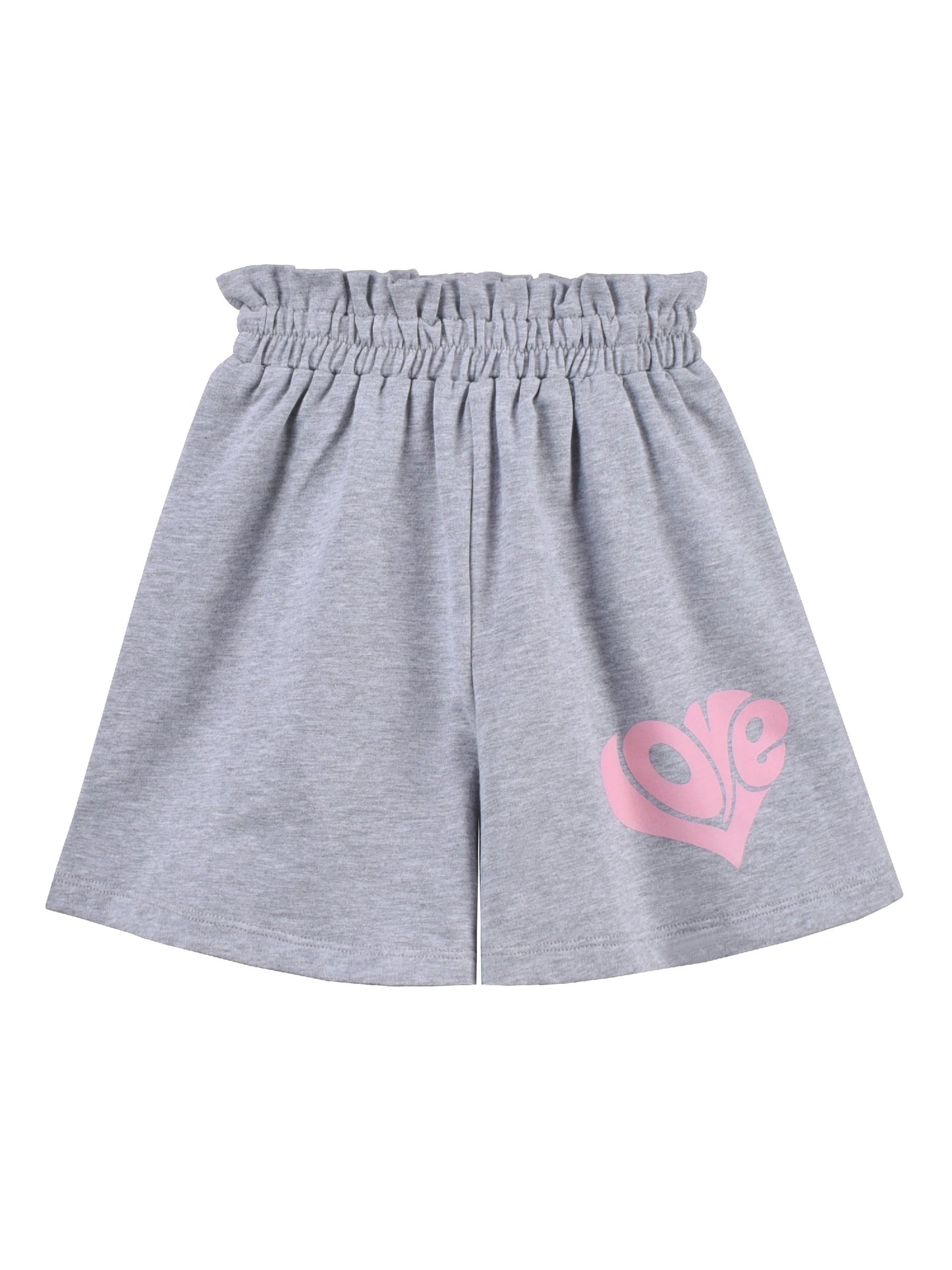 Girls Tee Sport Clothing Outfit Set Glitter Heart s Short Sleeve Gray