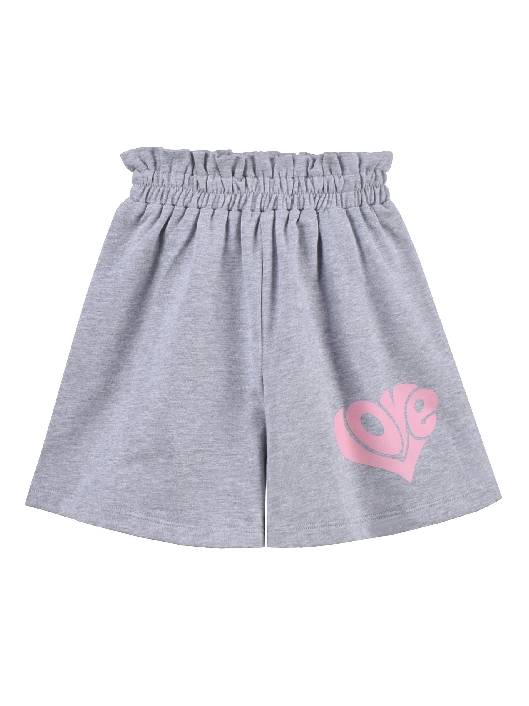 Girls Tee Sport Clothing Outfit Set Glitter Heart s Short Sleeve Gray