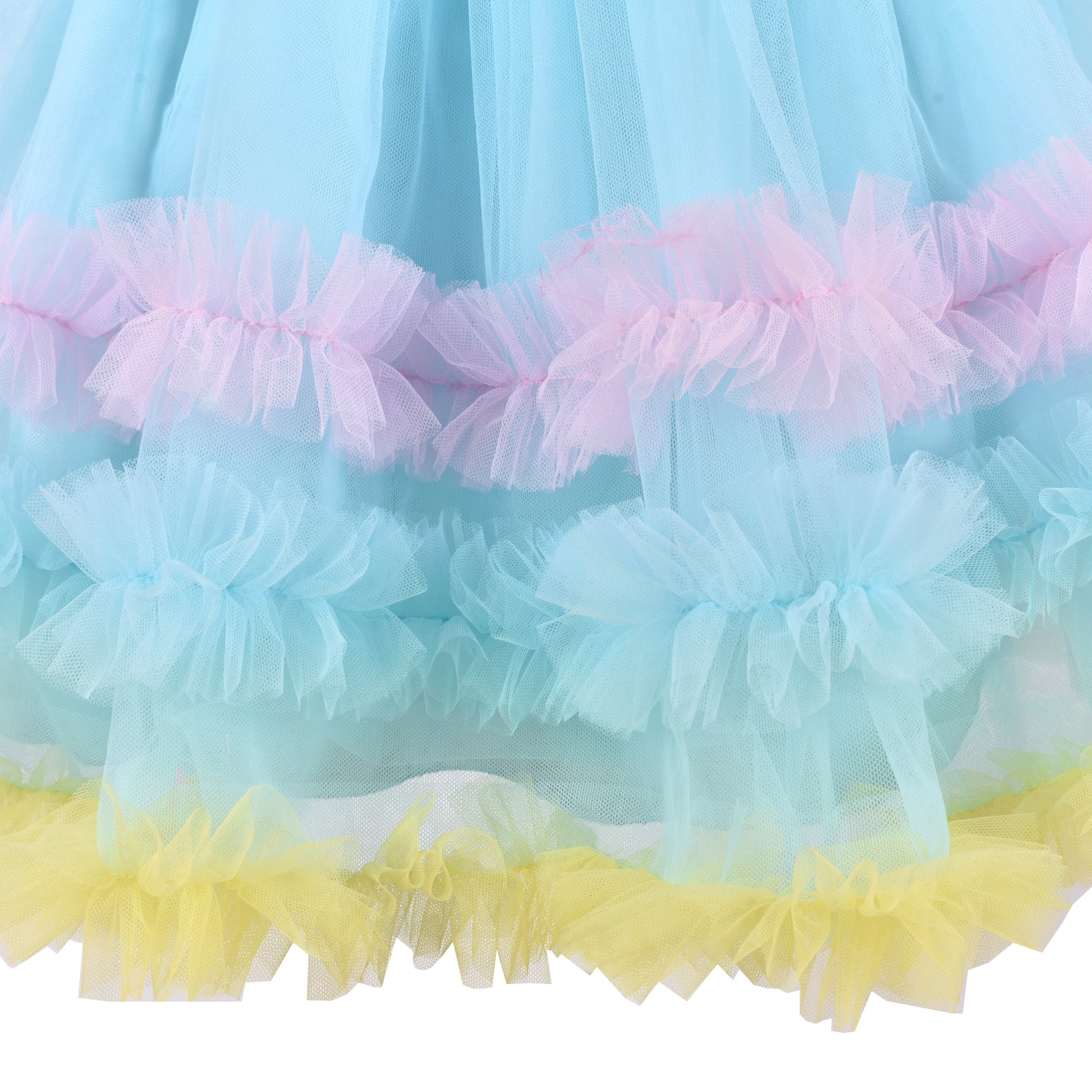 Flower Girls Dress White Wedding Pageant Bridesmaid Gown Blue