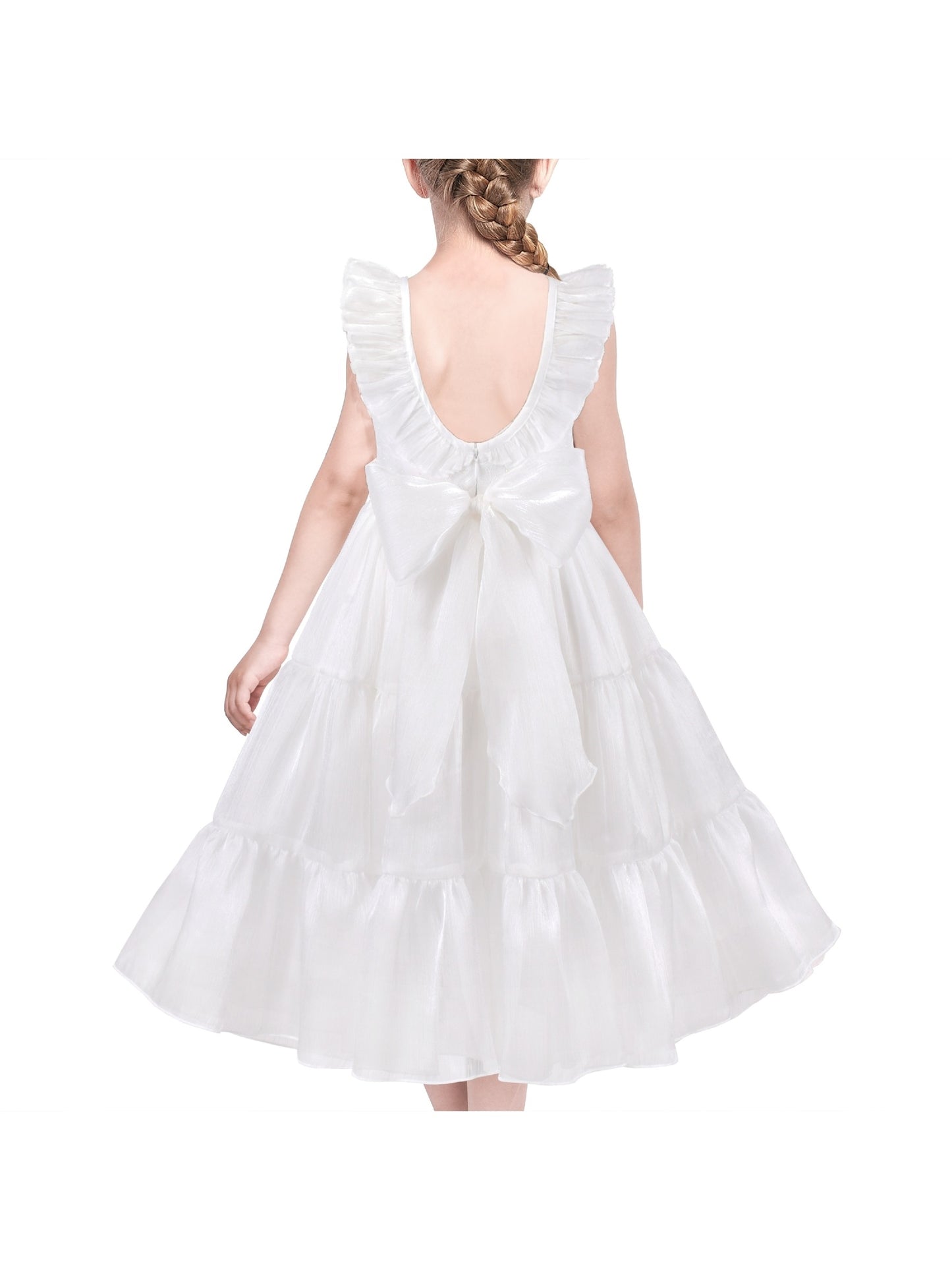 Girls Dress Glitter Sequin Wedding Bridesmaid Pageant White