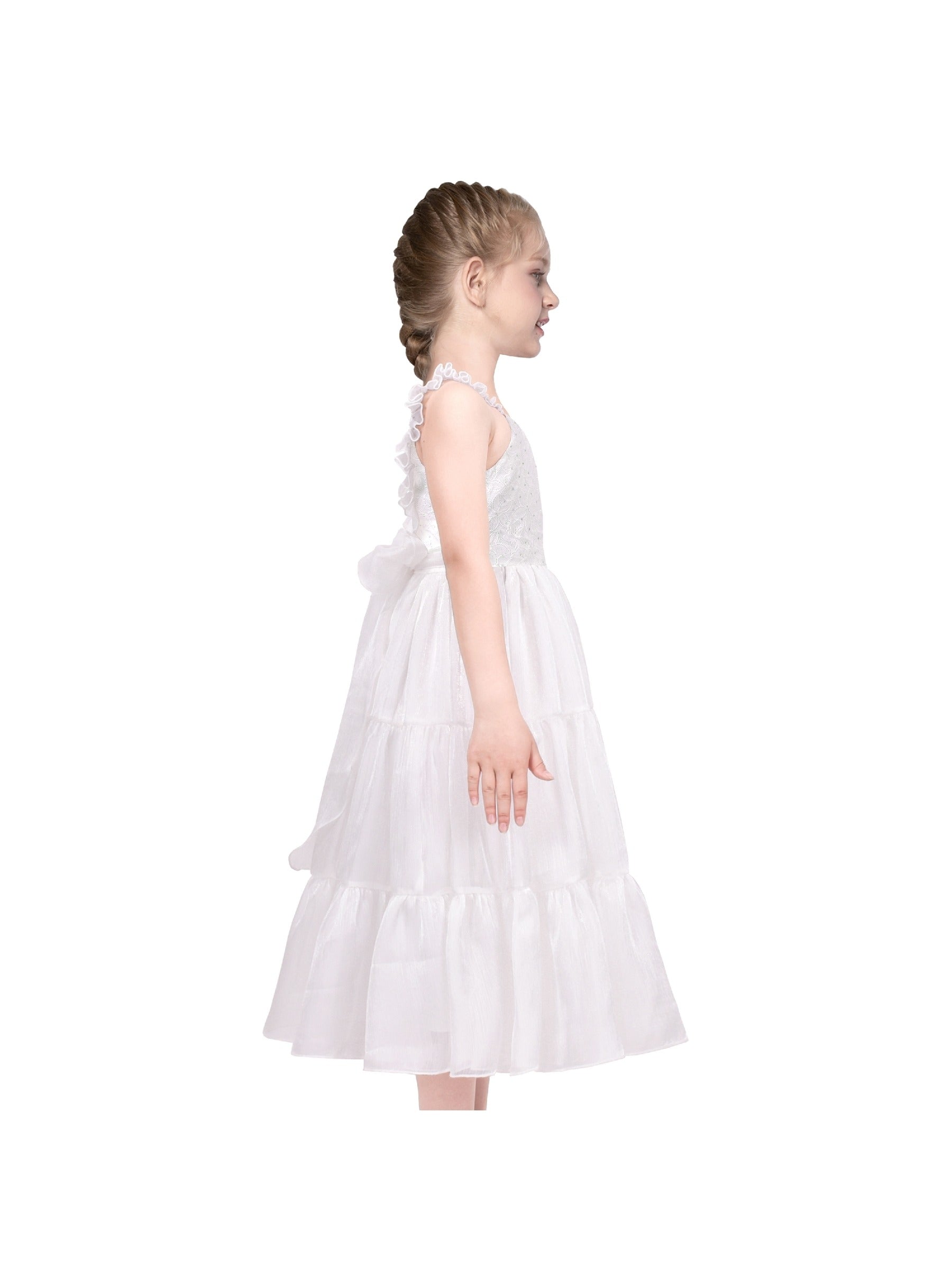 Girls Dress Glitter Sequin Wedding Bridesmaid Pageant White