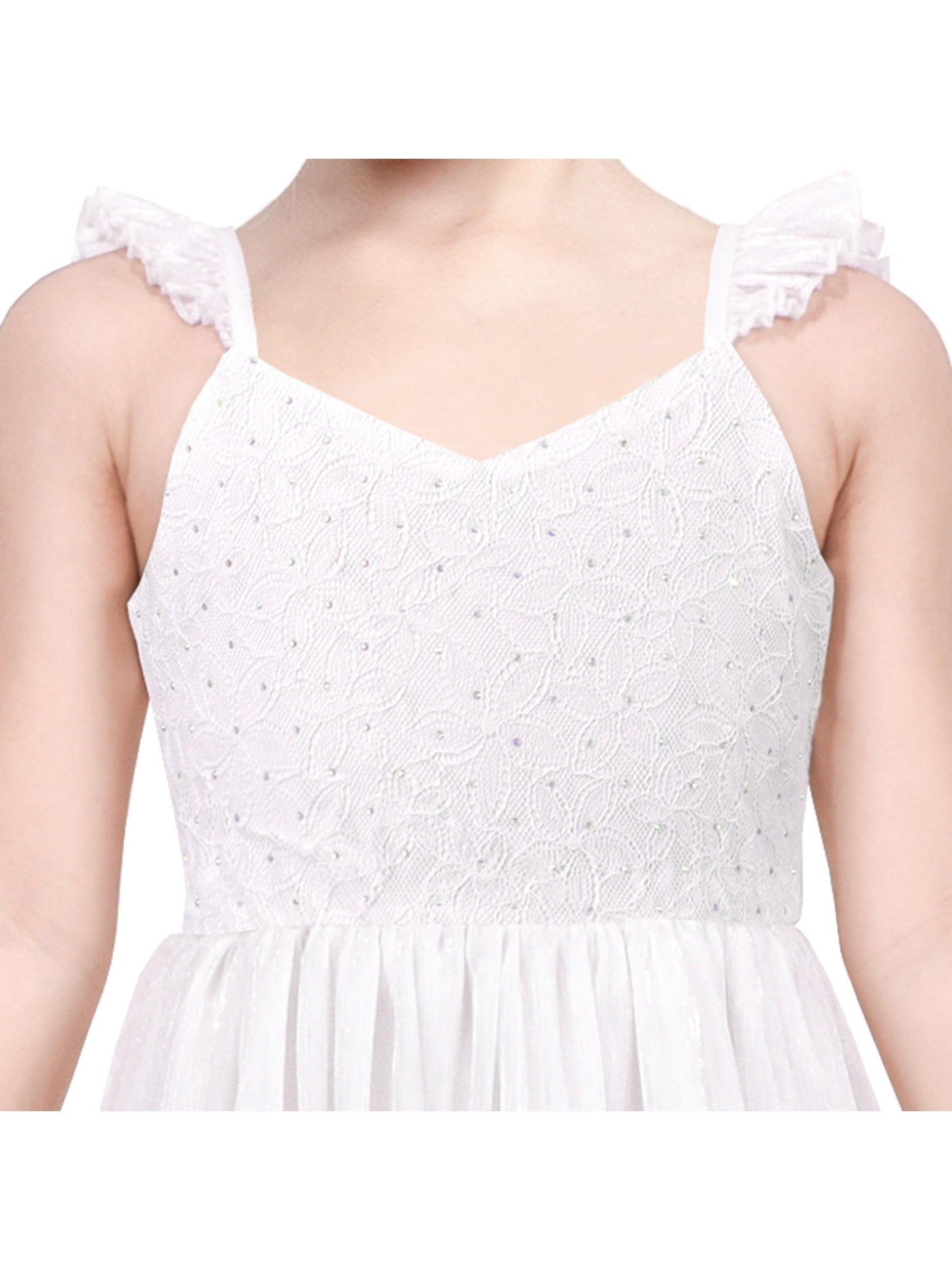 Girls Dress Glitter Sequin Wedding Bridesmaid Pageant White
