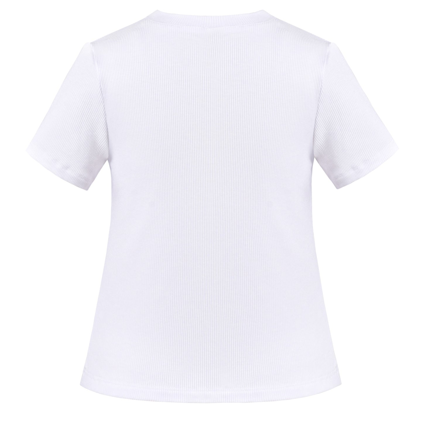 Girls T-shirt Crop Top Pink Lettuce Trim Ribbed Knit Crewneck Daily White