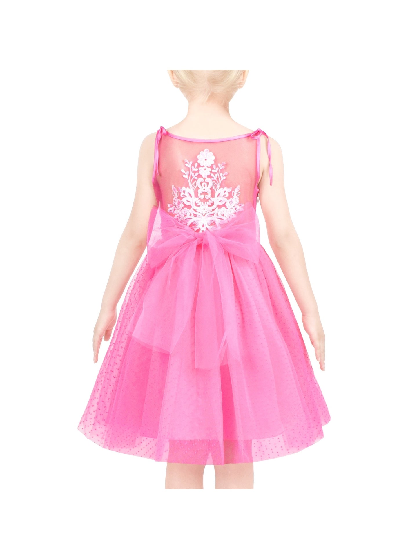 Flower Girls Dress White Wedding Pageant Bridesmaid Gown Pink