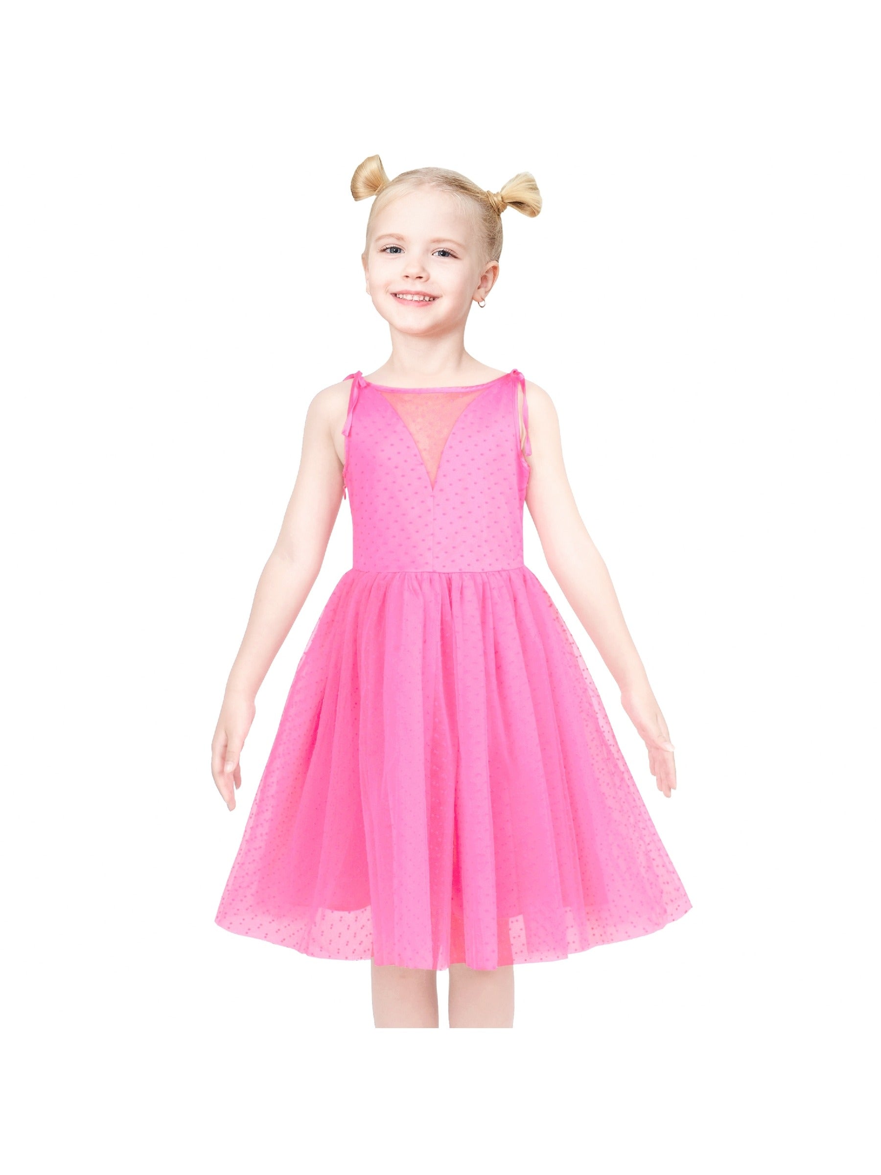Flower Girls Dress White Wedding Pageant Bridesmaid Gown Pink