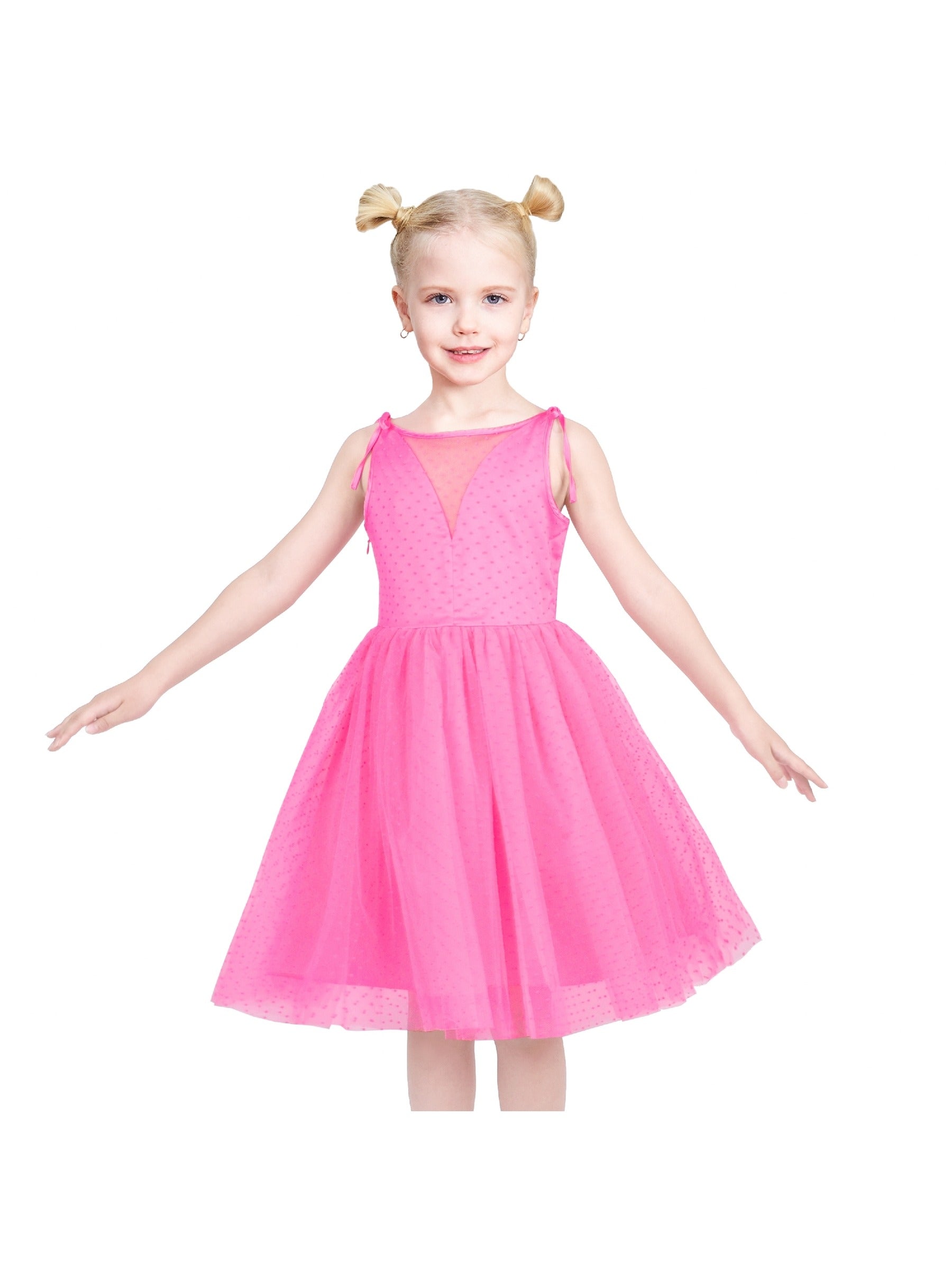 Flower Girls Dress White Wedding Pageant Bridesmaid Gown Pink