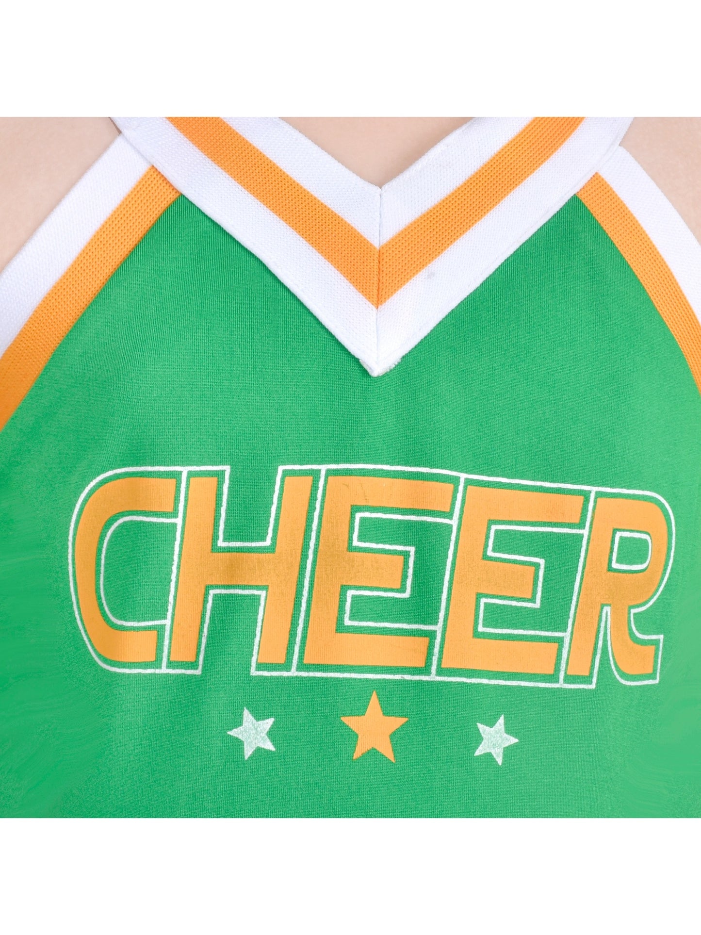 Girls Dress Green Cheerleader Uniform Outfit Pom Party Celebration Green
