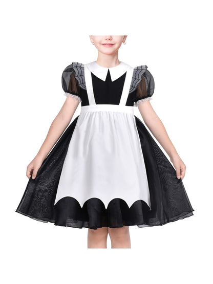 Girls German Dirndl Dress Costumes for Bavarian Oktoberfest Long Sleeve - Black