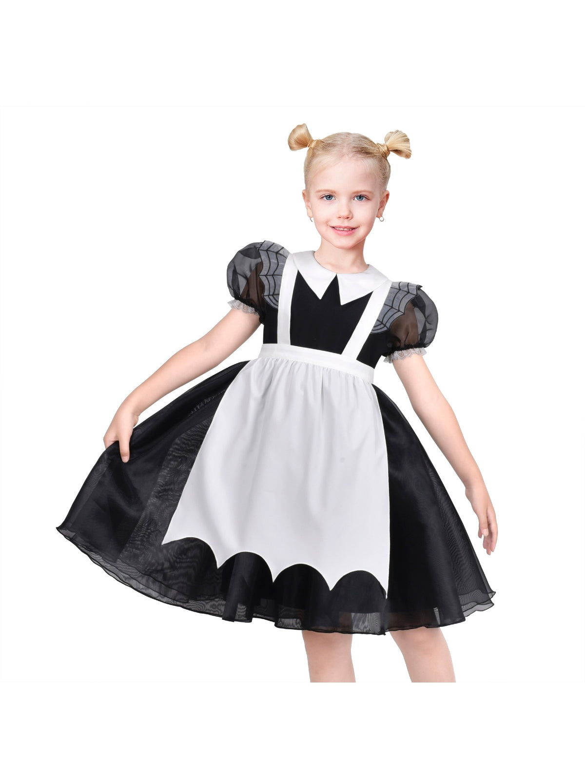 Girls German Dirndl Dress Costumes for Bavarian Oktoberfest Long Sleeve - Black