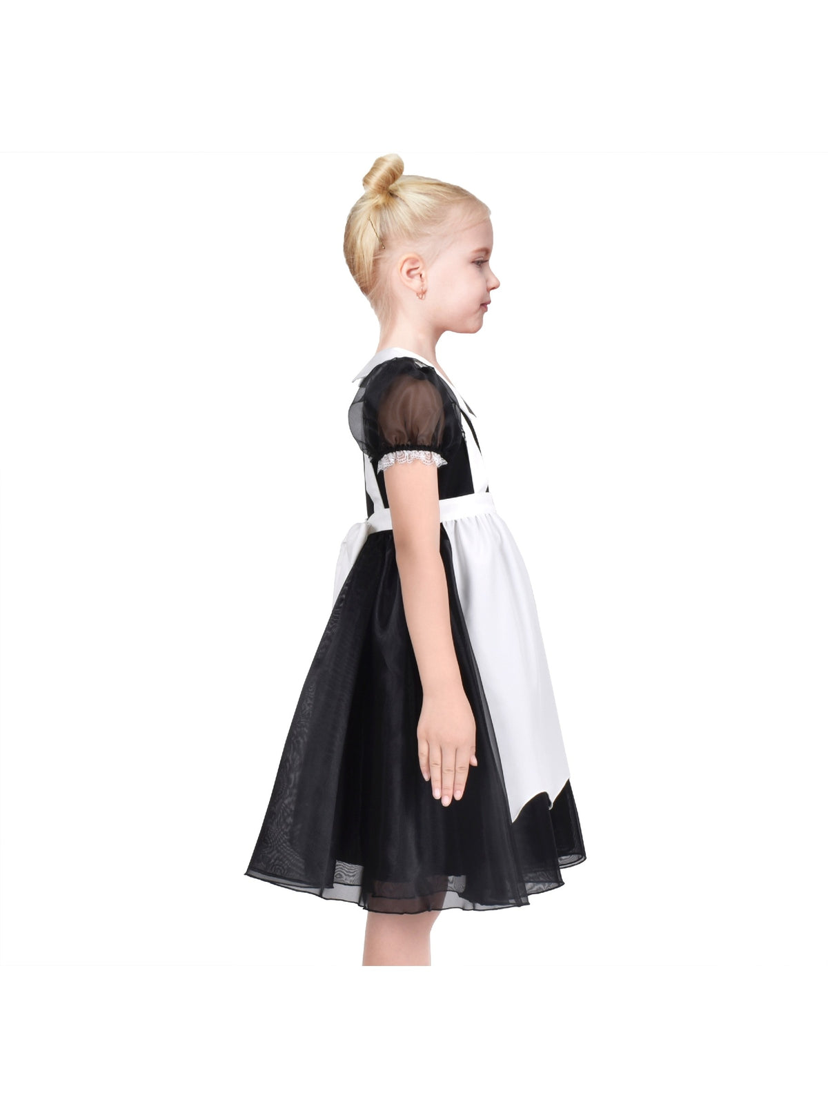 Girls German Dirndl Dress Costumes for Bavarian Oktoberfest Long Sleeve - Black