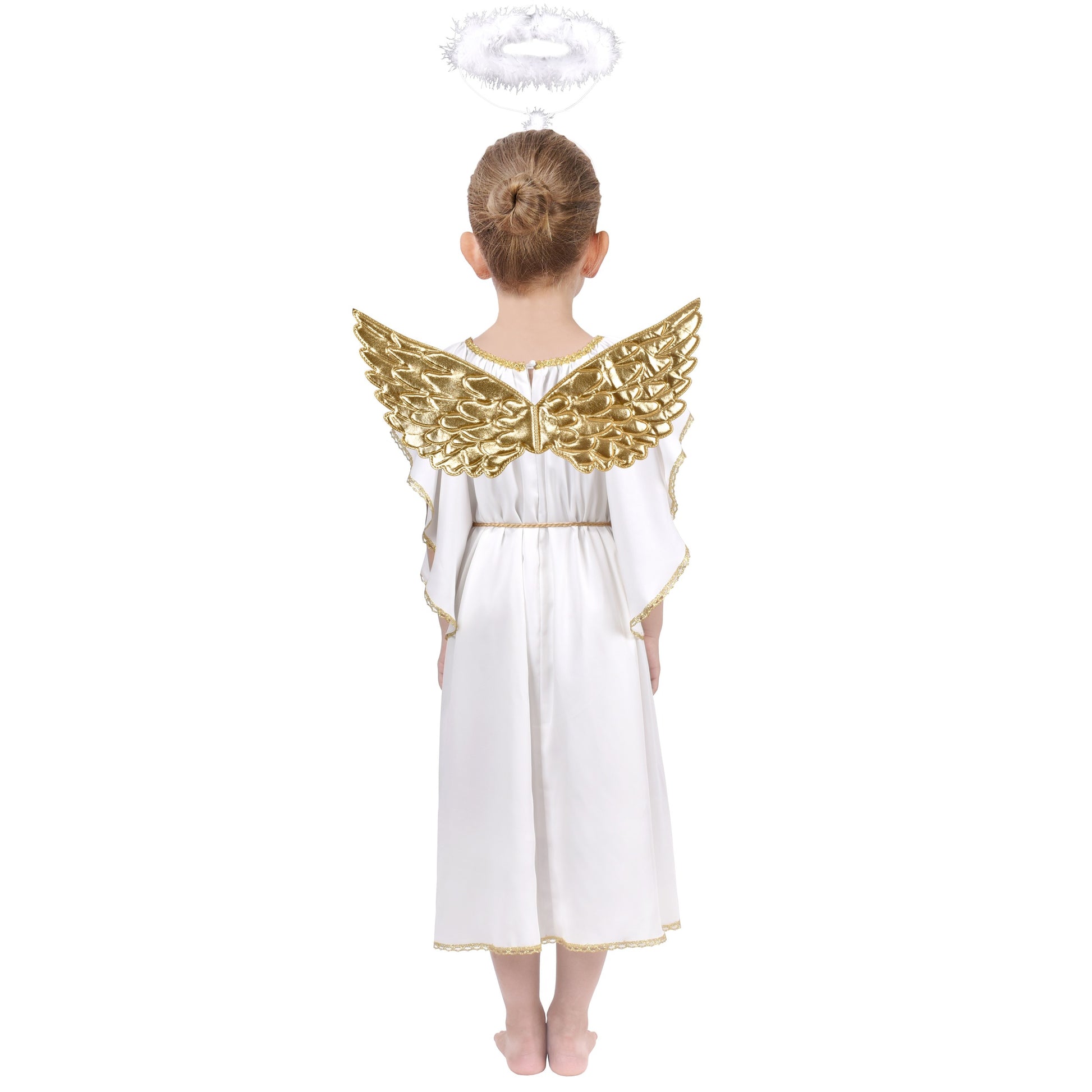 Girls Dress 4 Pieces Angel Headband Wing Halo Tassel Halloween Party White