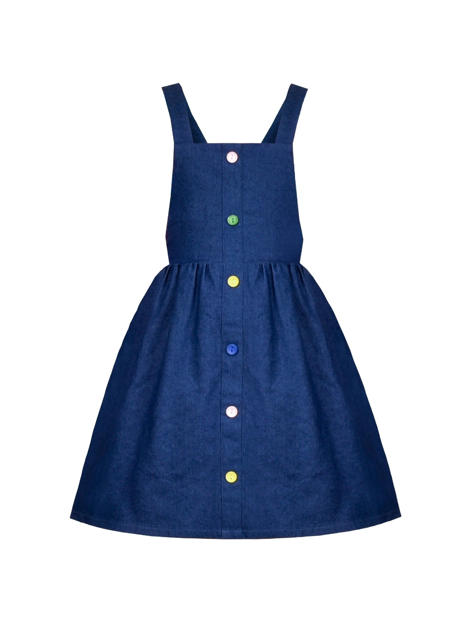 Girls Outfit Set 2 Piece Blue Suspender Denim Button Striped Tee Blue