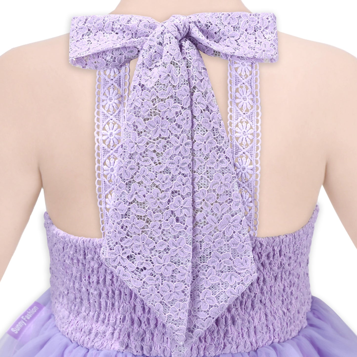 Girls Dress Pink Flower Lace Halter Princess Wedding Bridesmaid Tulle Purple