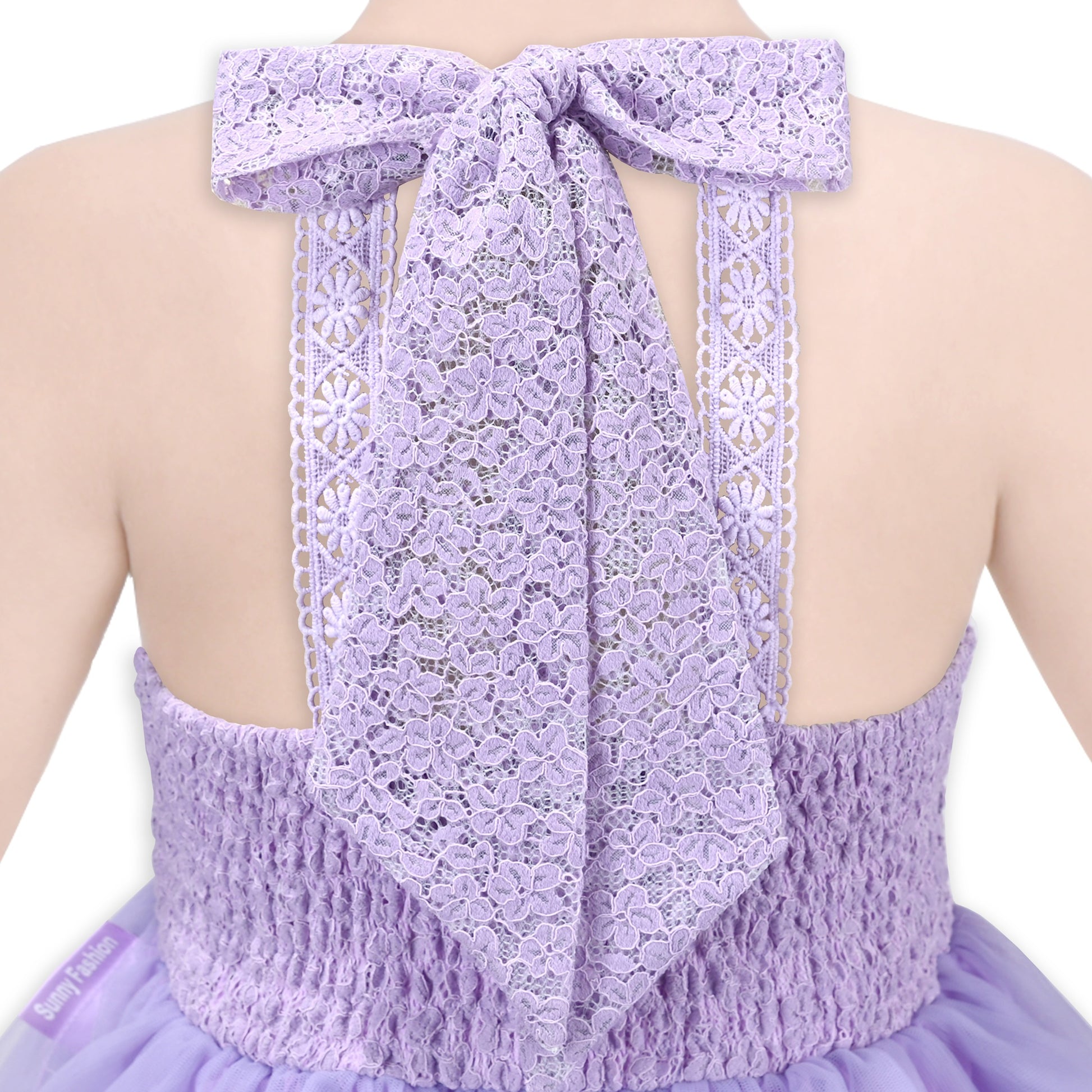 Girls Dress Pink Flower Lace Halter Princess Wedding Bridesmaid Tulle Purple