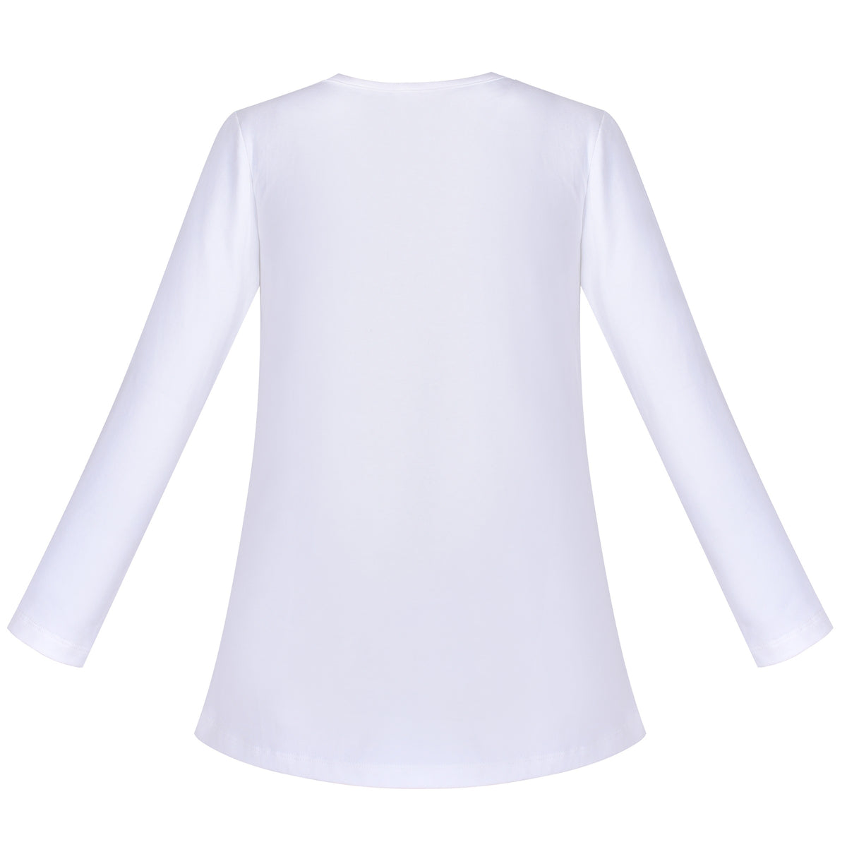 Girls Tee Purple Unicorn Magical Soft Cotton Ruffle Long Sleeve Casual - Plain White