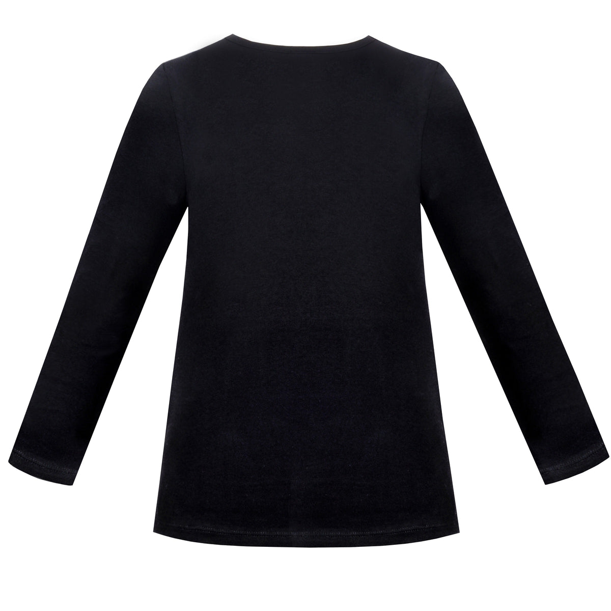 Girls Tee Purple Unicorn Magical Soft Cotton Ruffle Long Sleeve Casual - Black