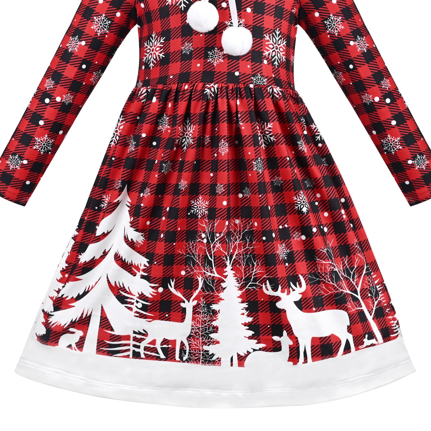 Girls Dress Unicorn Rainbow Casual Long Sleeve Red