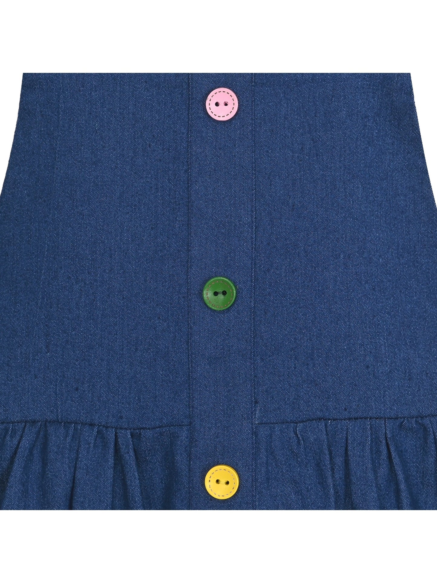 Girls Dress Blue Denim Suspender Strap Button Overall Jumpsuit Casual Blue
