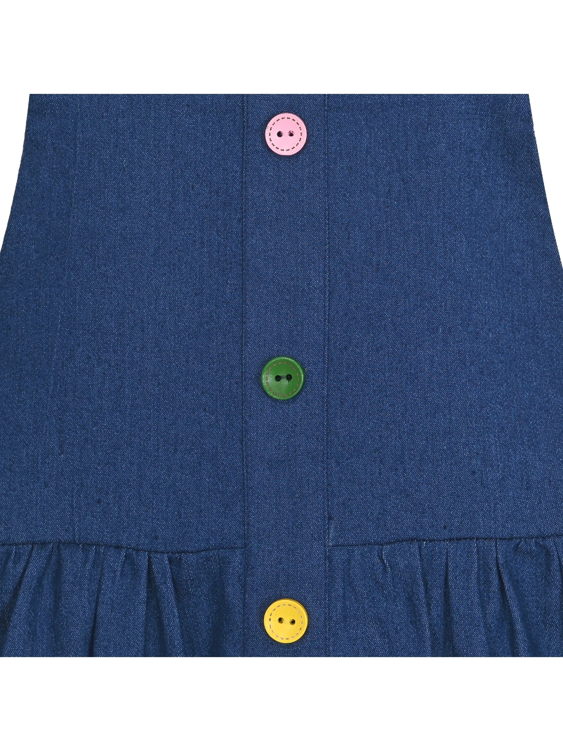 Girls Dress Blue Denim Suspender Strap Button Overall Jumpsuit Casual Blue