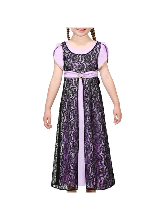 Girls Dress Lilac Black Lace Robe Tea Party Fancy Gown Prom Kate Purple