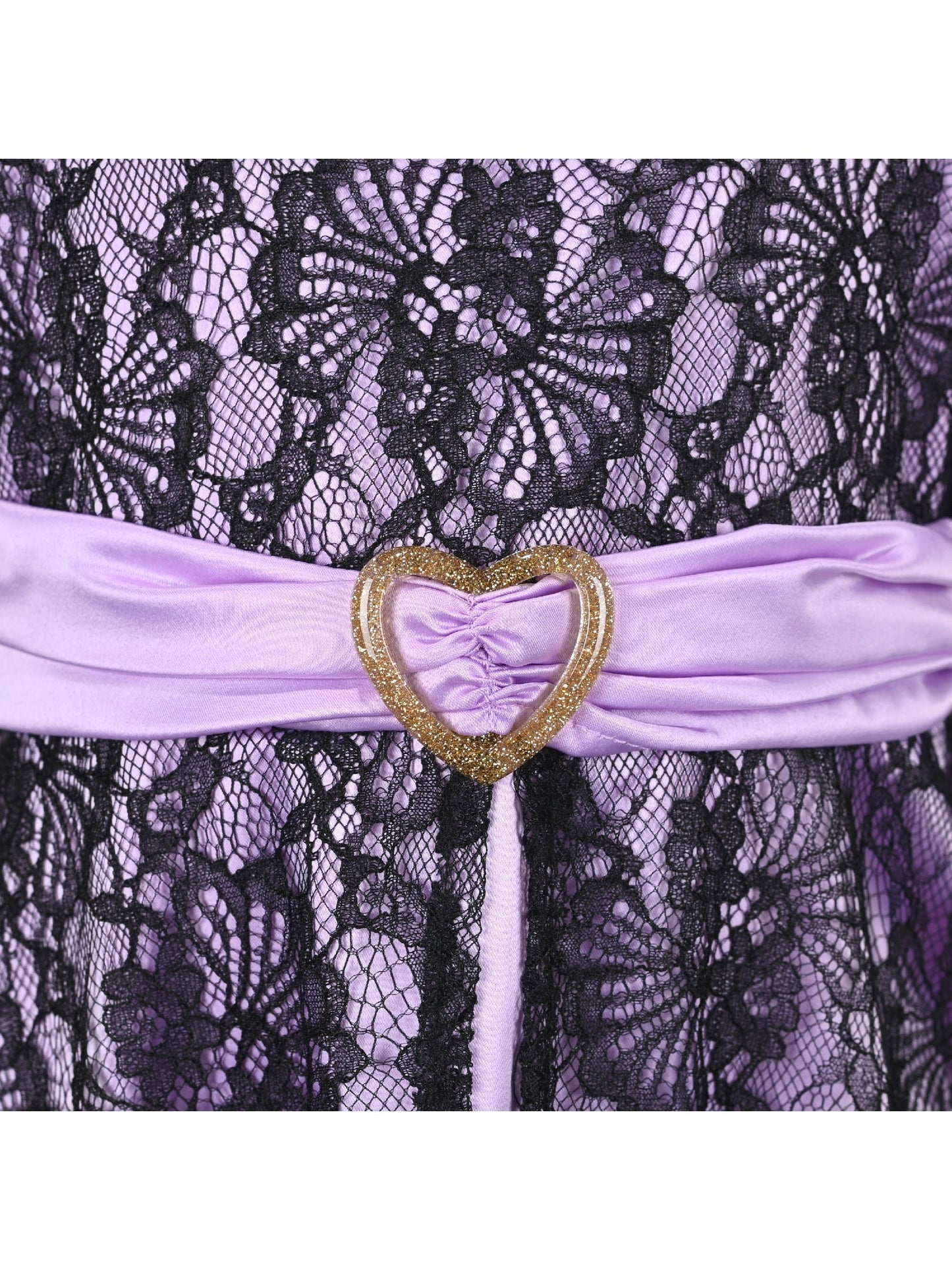 Girls Dress Lilac Black Lace Robe Tea Party Fancy Gown Prom Kate Purple