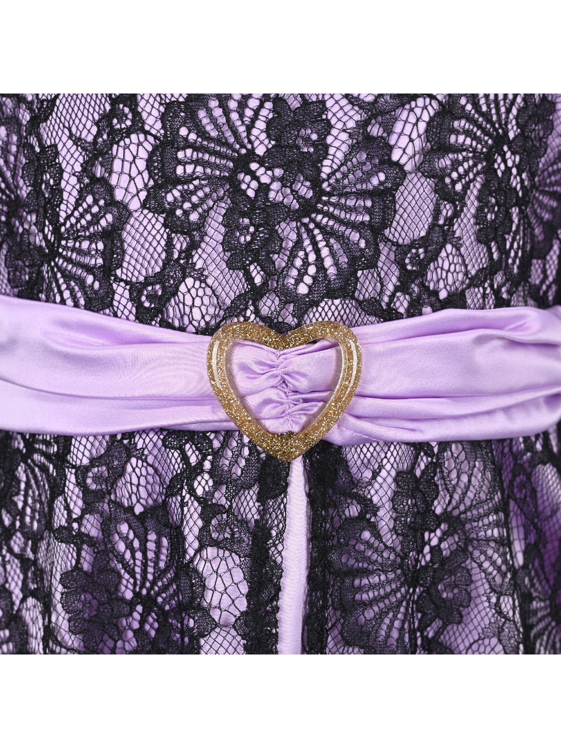 Girls Dress Lilac Black Lace Robe Tea Party Fancy Gown Prom Kate Purple