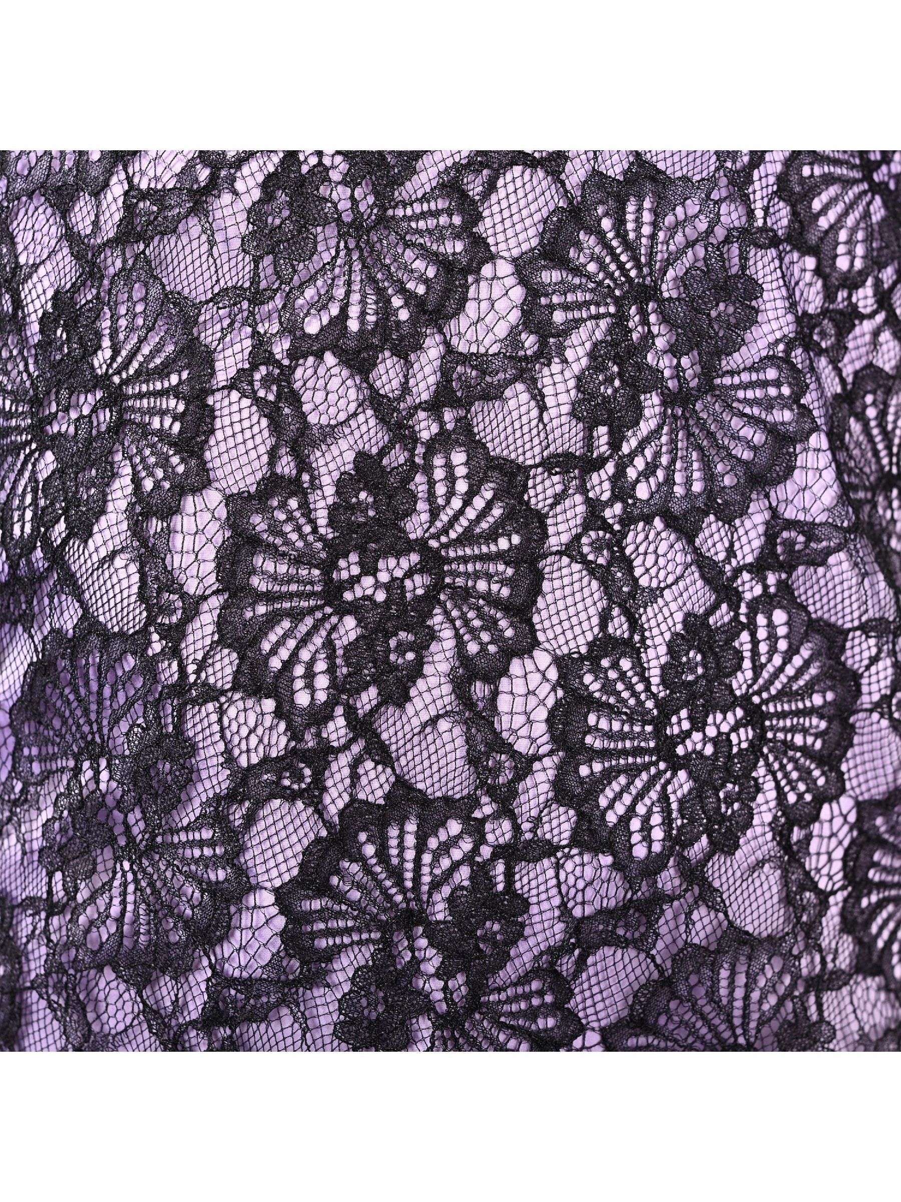 Girls Dress Lilac Black Lace Robe Tea Party Fancy Gown Prom Kate Purple