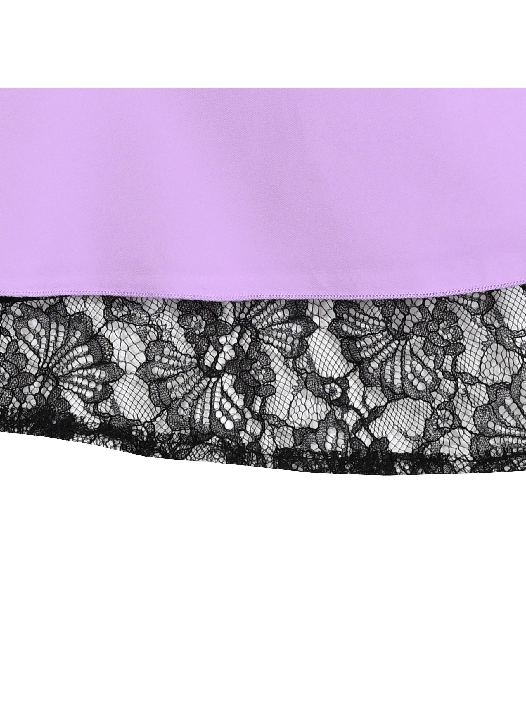 Girls Dress Lilac Black Lace Robe Tea Party Fancy Gown Prom Kate Purple