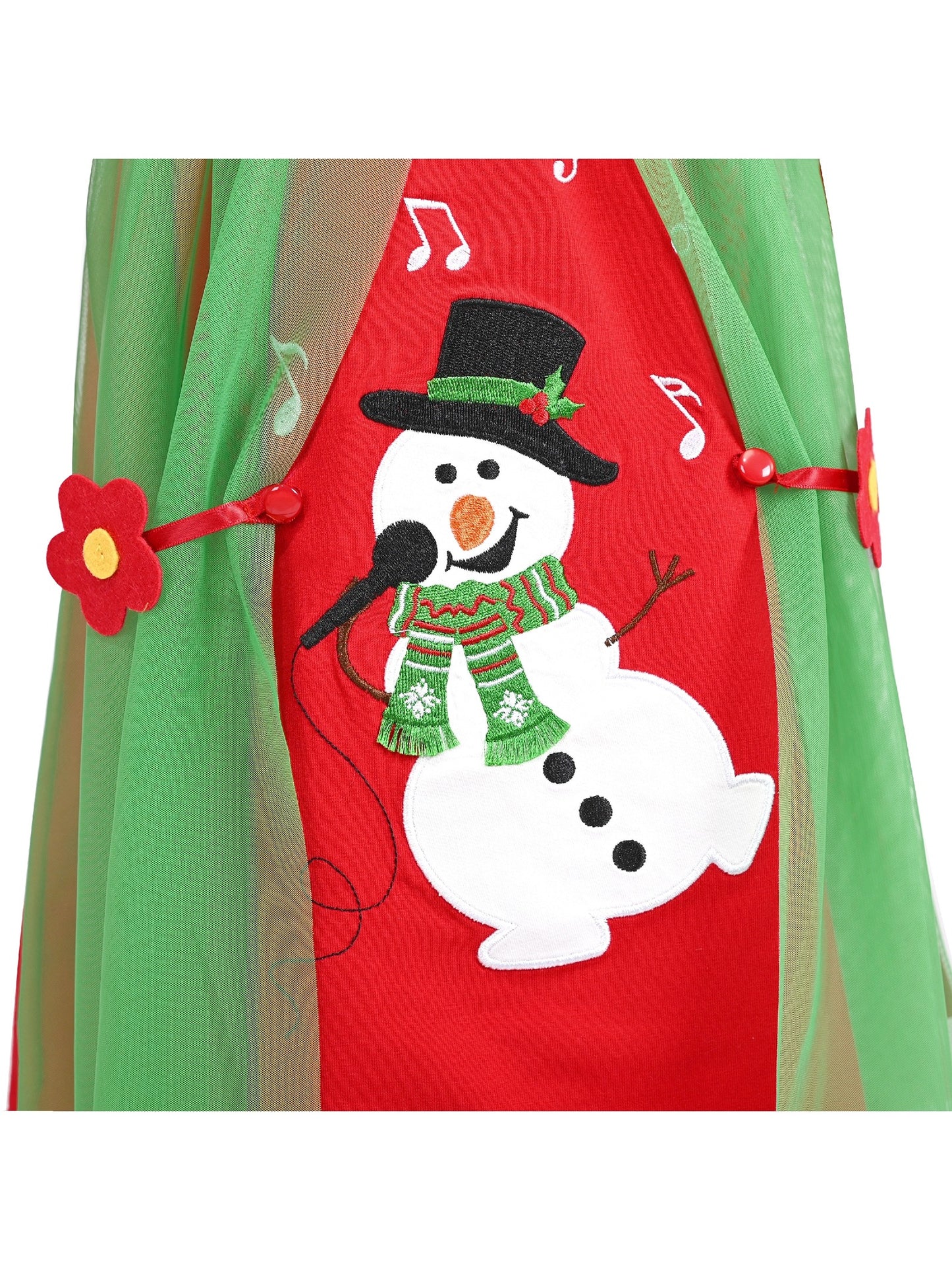 Girls Casual Dress Cotton Long Sleeve Kite Cloud Embroidered Red