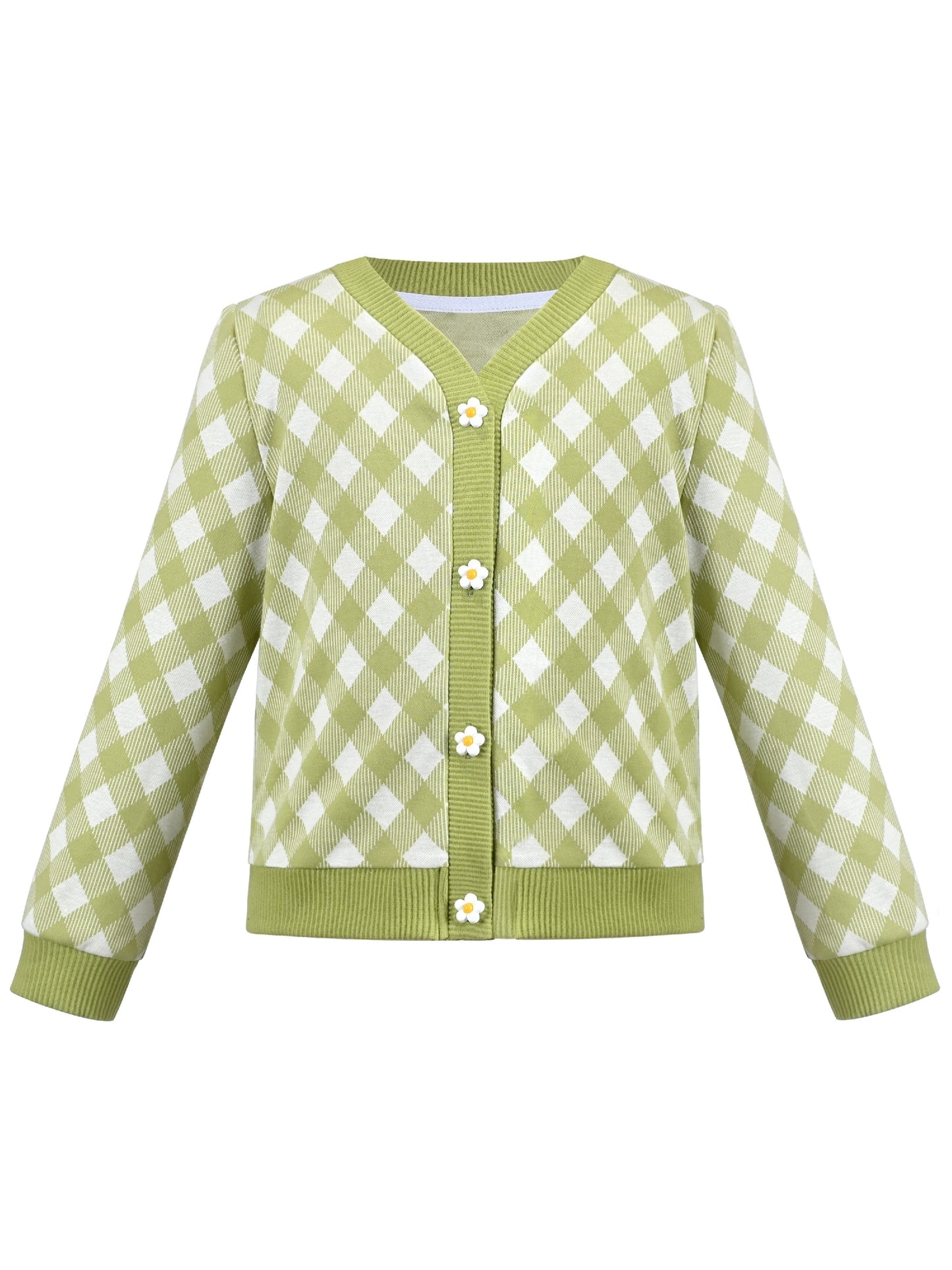Girls Pink Top Tee Heart Button Ruffle Collar Long Sleeve Casual Green