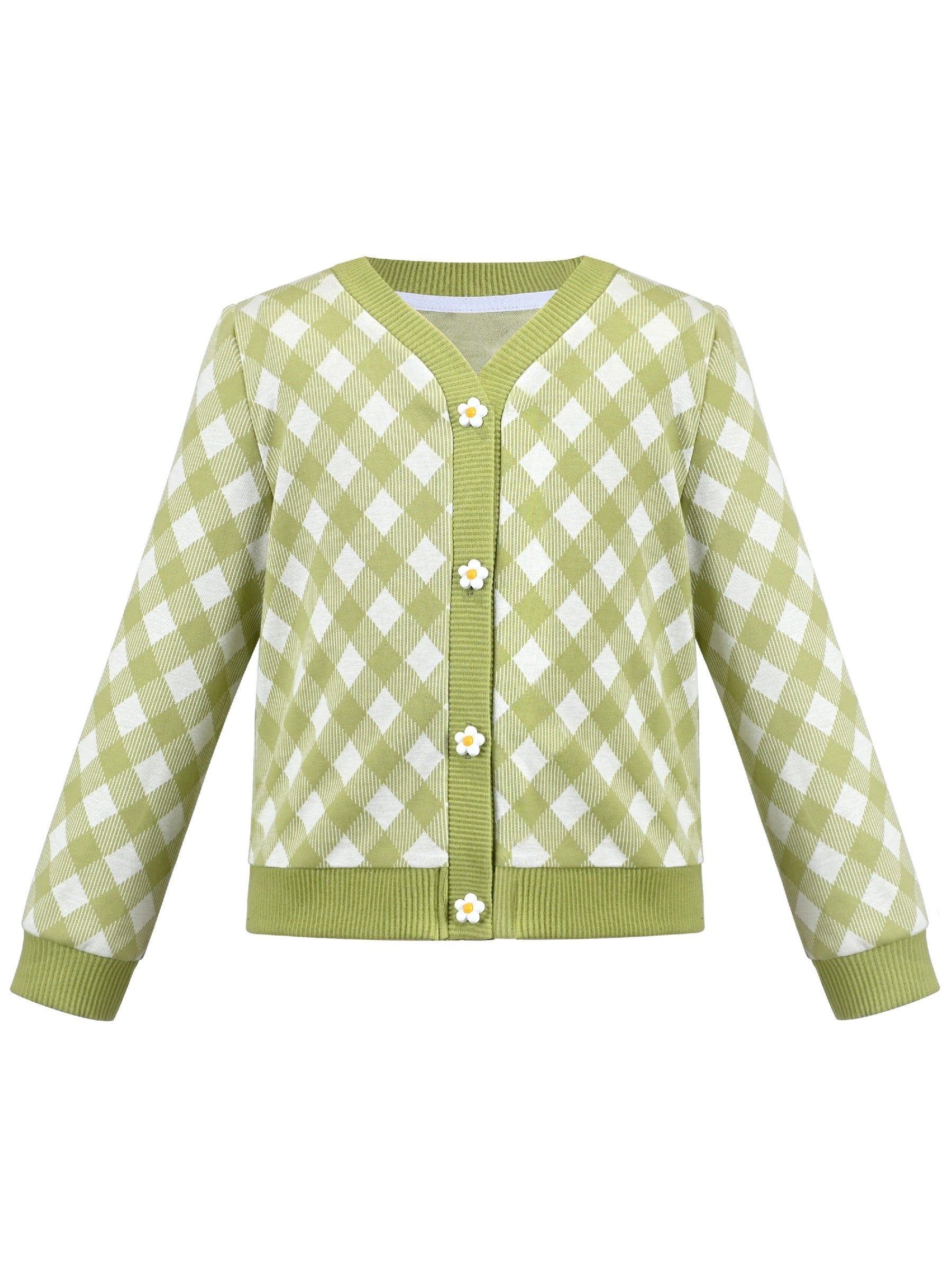 Girls Pink Top Tee Heart Button Ruffle Collar Long Sleeve Casual Green