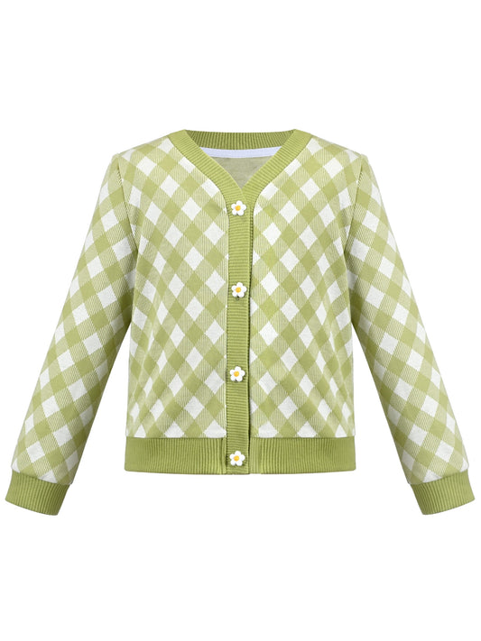 Girls Pink Top Tee Heart Button Ruffle Collar Long Sleeve Casual Green