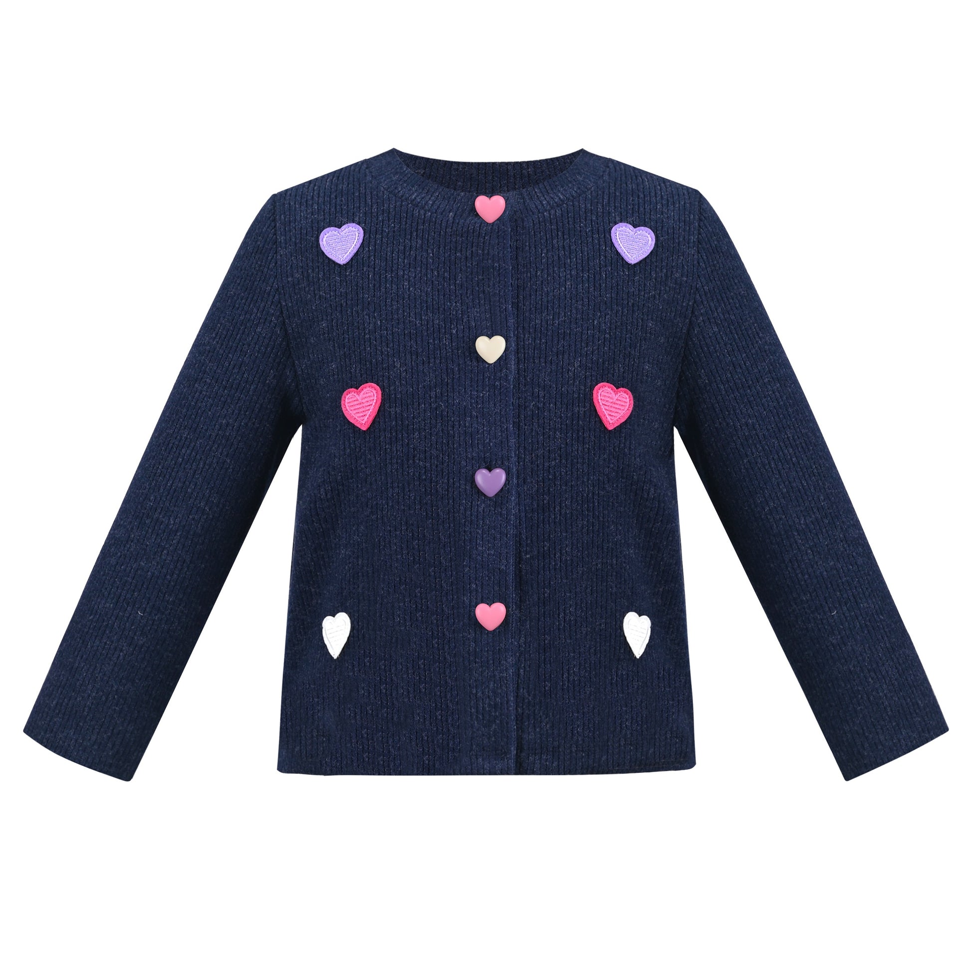 Girls Pink Top Tee Heart Button Ruffle Collar Long Sleeve Casual Blue