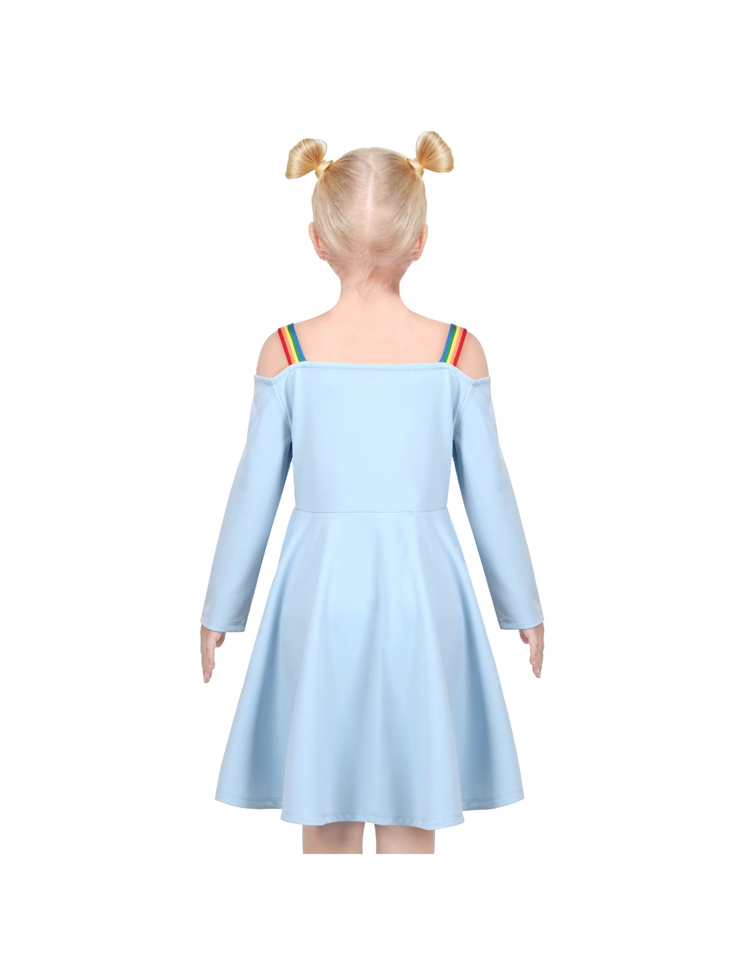 Girls Dress Unicorn Rainbow Casual Long Sleeve Blue
